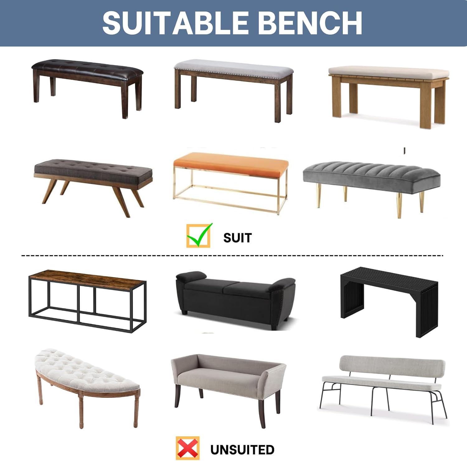 SearchI Dining Bench Cover, Stretch Washable Long Bench Seat Covers, Rectangle Dining Table Bench Slipover for Dining Room, Living Room, Kitchen(Beige)