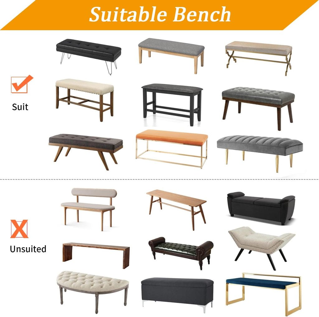 Fuloon Waterproof Dining Bench Cover, Removable Bench Slipcover Washable Bench Seat Protector Cover for Living Room, Bedroom, Kitchen (Beige)