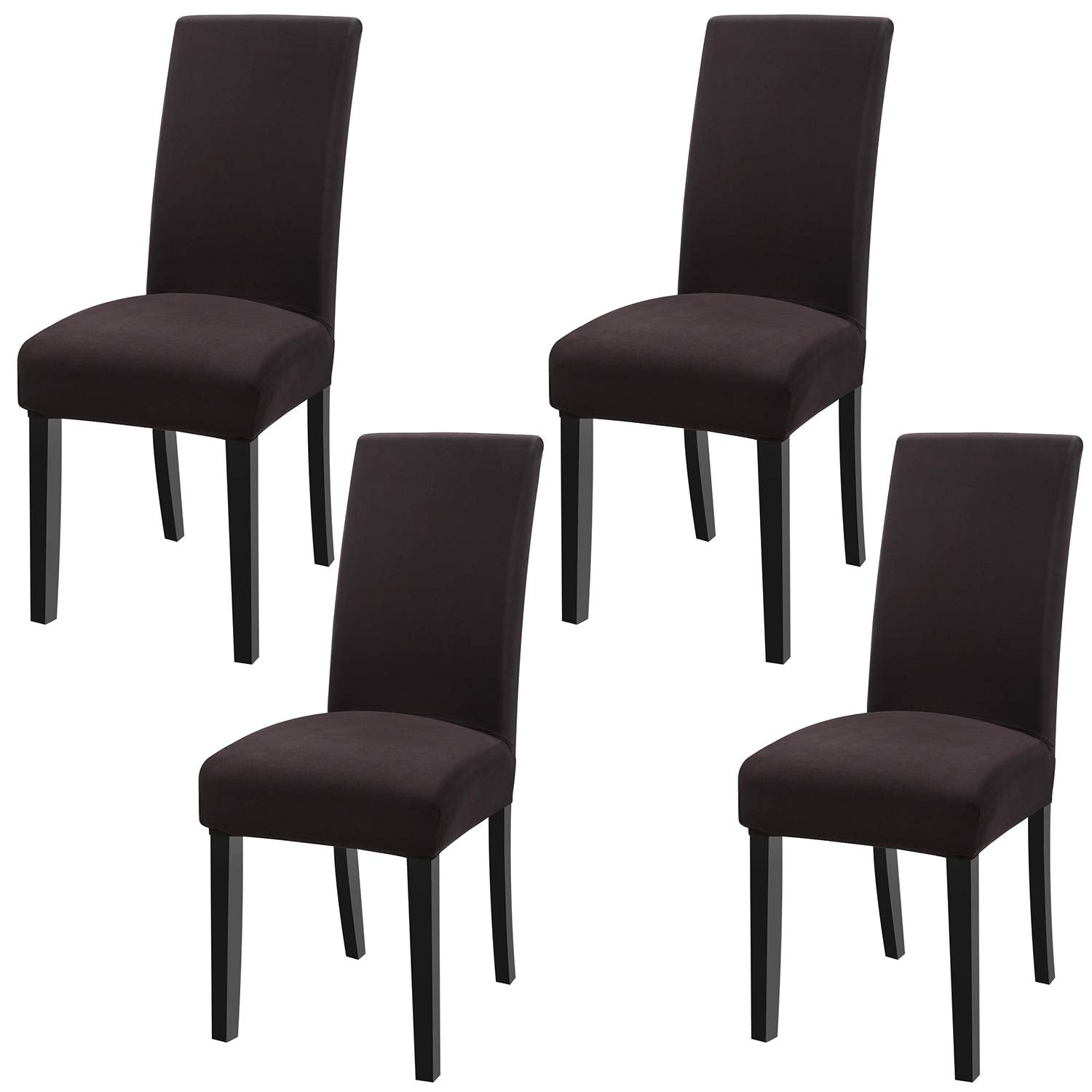 Fuloon Chair Covers for Dining Room 6 Pack, Solid Stretch Dining Chair Covers, Washable Kitchen Slip Covers, Parson Chair Covers Set of 6 (Gray Lotus, 6 Pack)