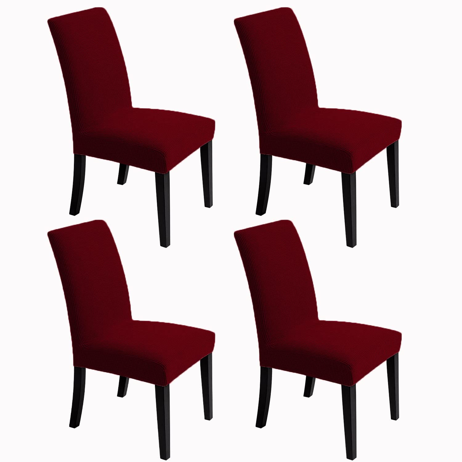 Chair Covers for Dining Room - Stretch Chair Slipcovers for Decorative Seat Protector Armless Removable Washable Elastic Dinner Universal Spandex Solid Chair Slip Covers Set (Cream,4)