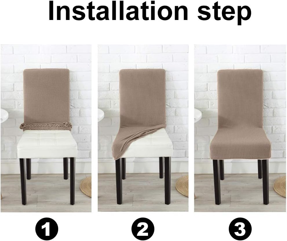 NORTHERN BROTHERS Dining Chair Covers Seat Parson Chair Slipcover for Dining Room Set of 4, Khaki