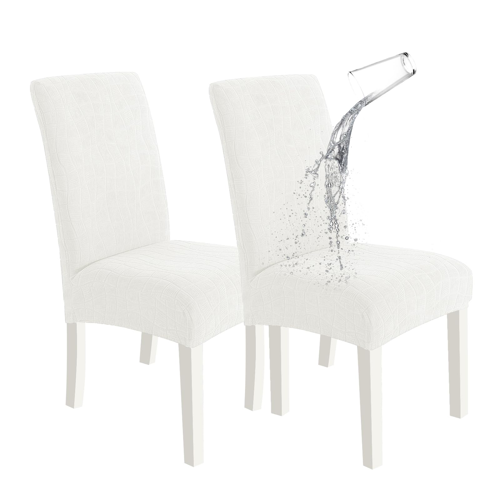SYSLOON 100% Waterproof Chair Covers for Dining Chairs, Stretch Chair Covers Set of 4, Parson Chair Slipcovers Removable Washable Kitchen Chairs Seat Covers,Light Gray