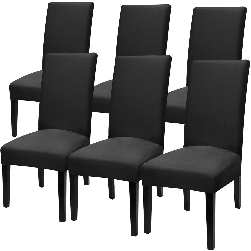 Fuloon Chair Covers for Dining Room 6 Pack, Solid Stretch Dining Chair Covers, Washable Kitchen Slip Covers, Parson Chair Covers Set of 6 (Gray Lotus, 6 Pack)