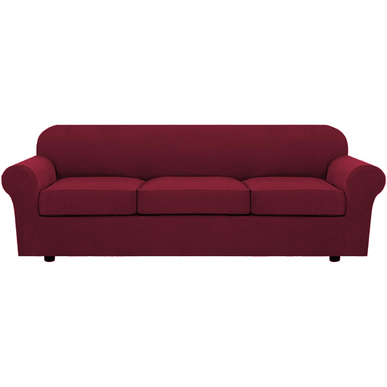H.VERSAILTEX 4 Piece Stretch Couch Covers for 3 Cushion Couch Sofa Furniture Slipcovers Feature Upgraded Thicker Jacquard Fabric (Sofa, Natural)