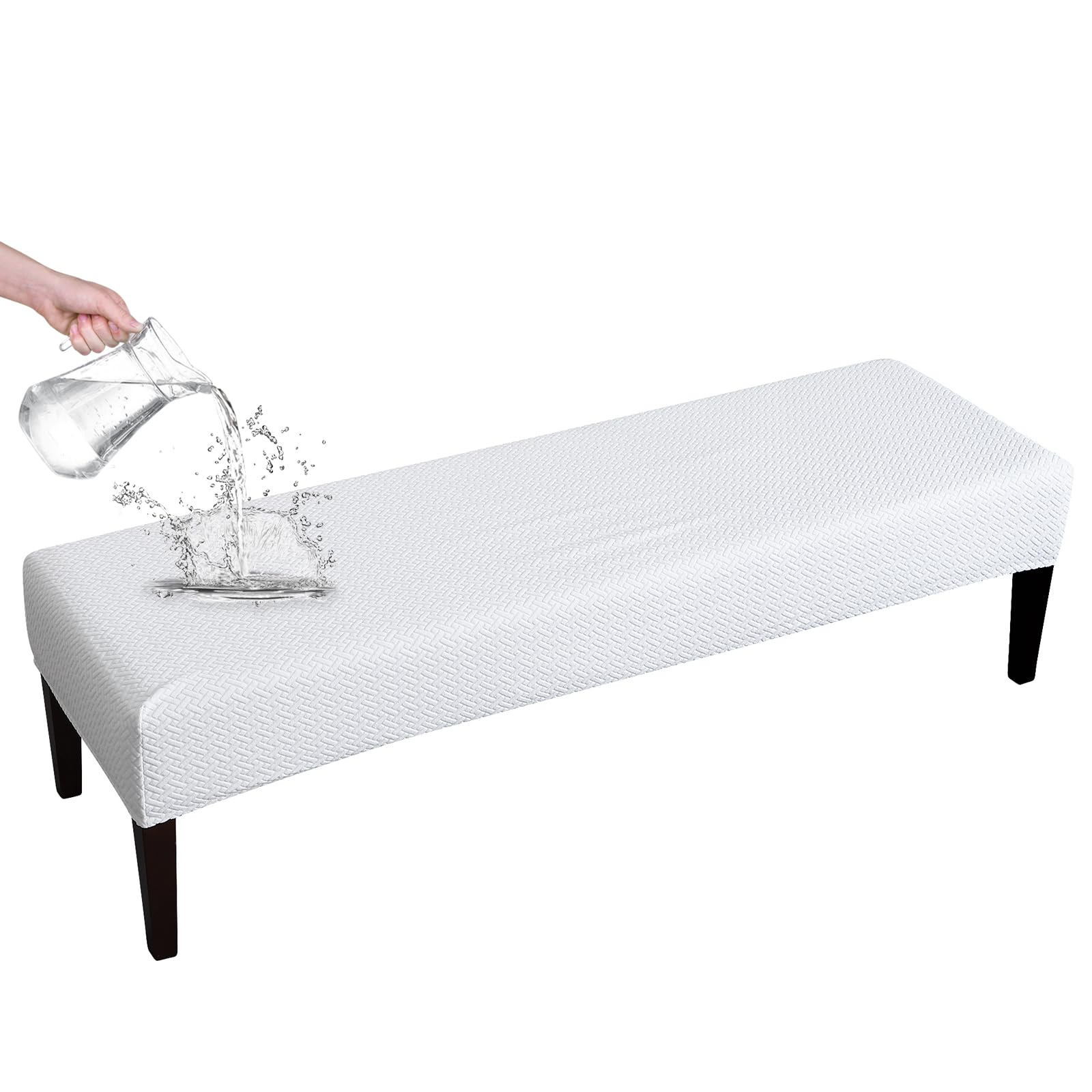FORCHEER Dining Bench Cover Velvet Black Bench Slipcover for Living Room Rectangle 59inch Bench Seat Protector for Bedroom, Kitchen Washable(Velvet-Black)