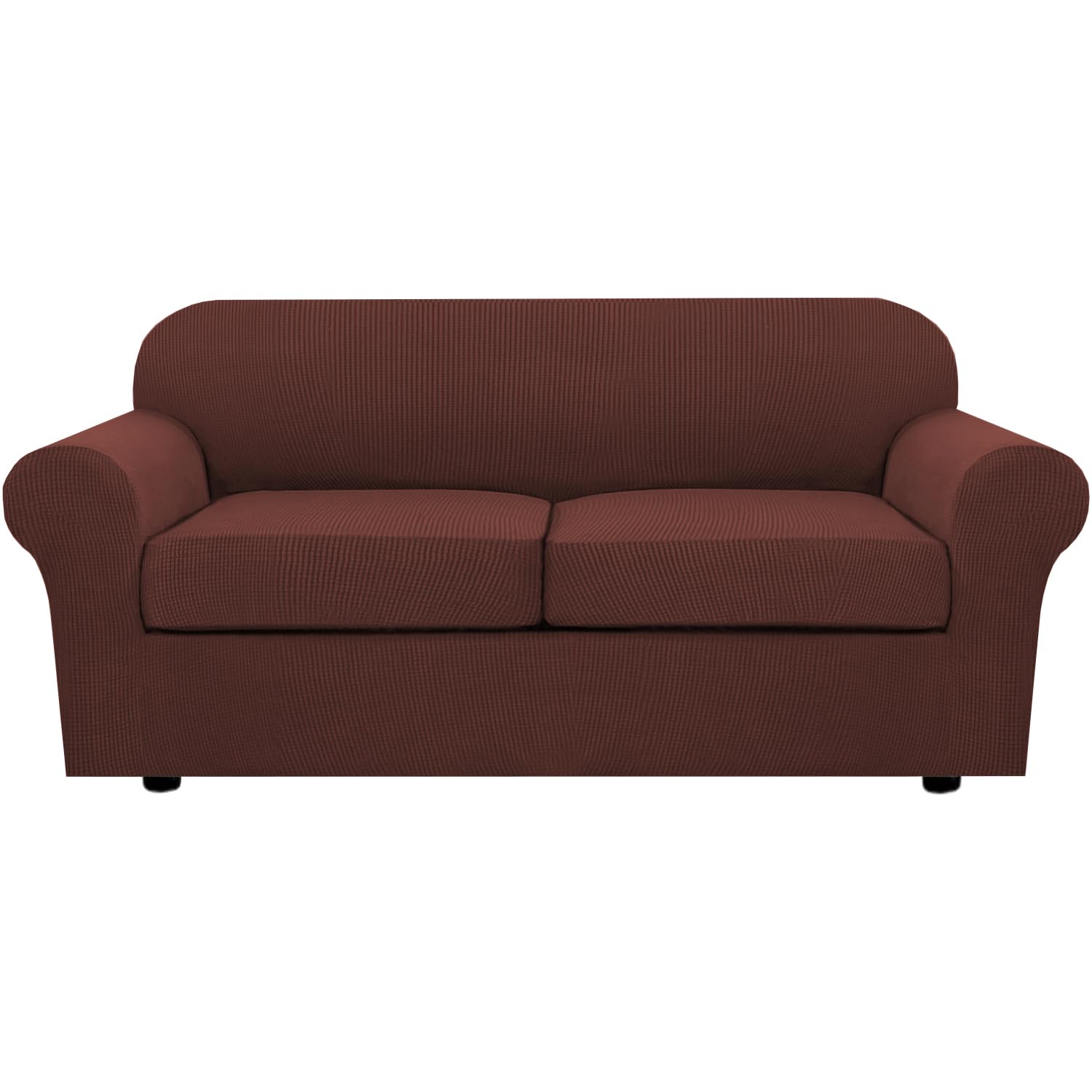H.VERSAILTEX 4 Piece Stretch Couch Covers for 3 Cushion Couch Sofa Furniture Slipcovers Feature Upgraded Thicker Jacquard Fabric (Sofa, Natural)