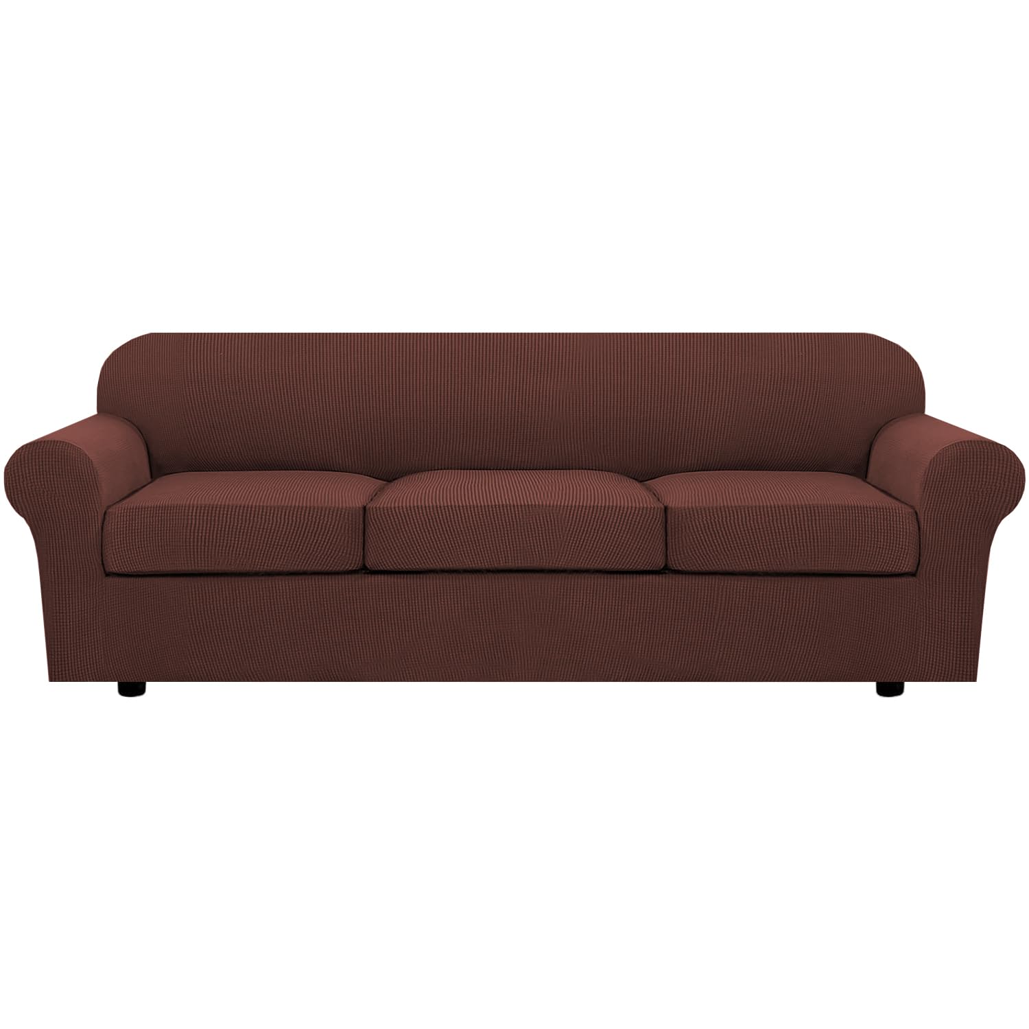 H.VERSAILTEX 4 Piece Stretch Couch Covers for 3 Cushion Couch Sofa Furniture Slipcovers Feature Upgraded Thicker Jacquard Fabric (Sofa, Natural)