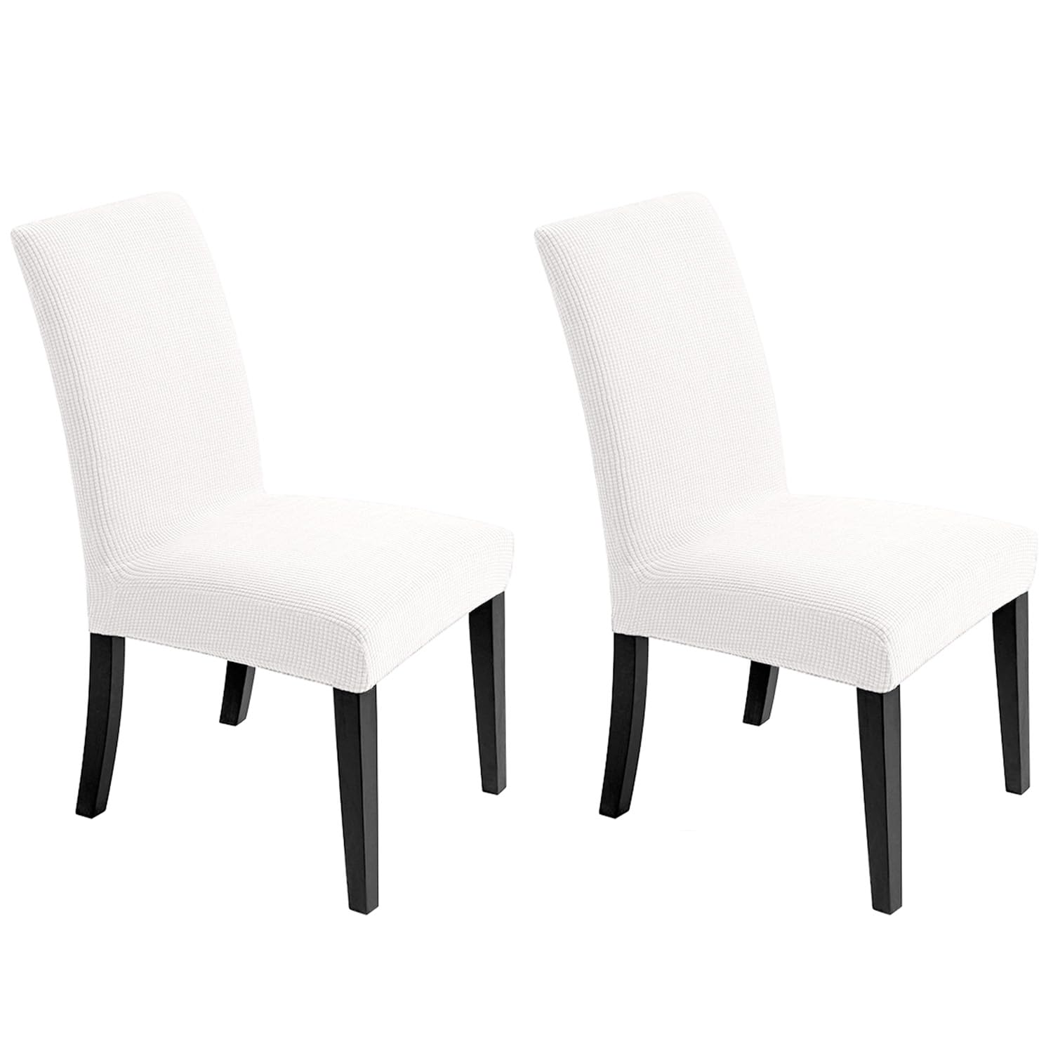 Chair Covers for Dining Room - Stretch Chair Slipcovers for Decorative Seat Protector Armless Removable Washable Elastic Dinner Universal Spandex Solid Chair Slip Covers Set (Cream,4)
