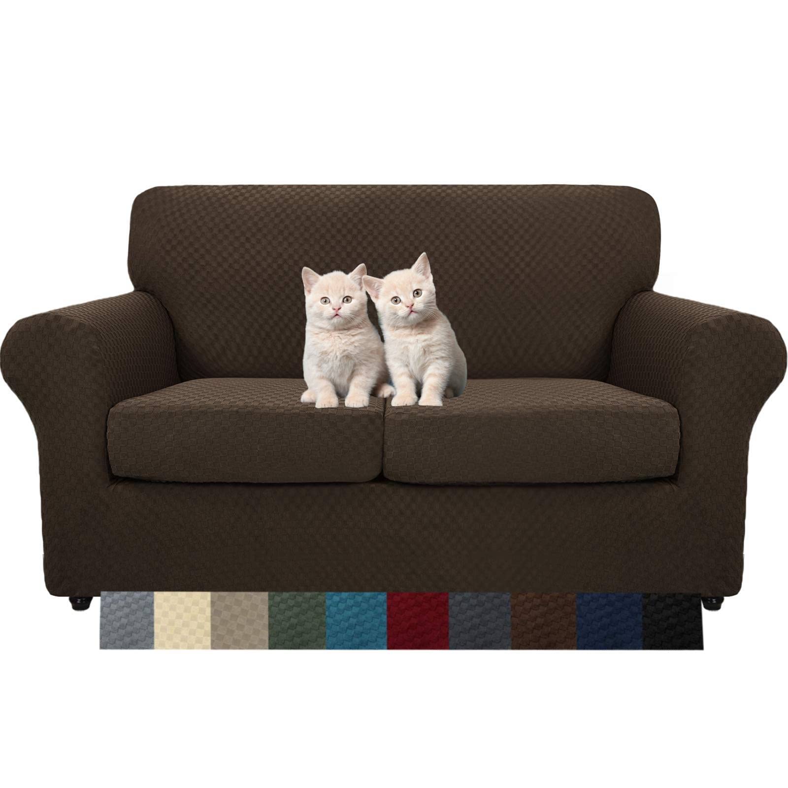 MAXIJIN 4 Piece Couch Covers for 3 Cushion Couch Super Stretch Non Slip Couch Cover for Dogs Pet Friendly Elastic Jacquard Furniture Protector Sofa Slipcovers (Sofa, Light Gray)
