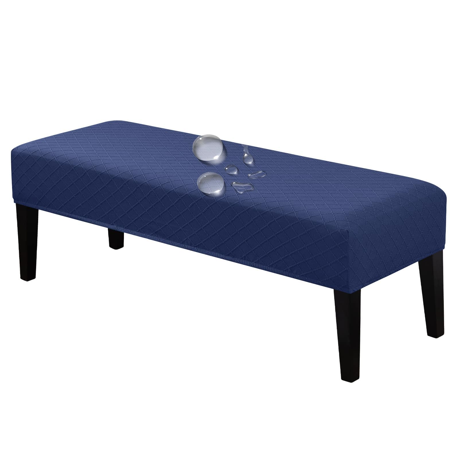 Lebaley Waterproof Stretch Bench Cover – Quilted Pattern, Elastic Rectangular Bench Seat Cover, Washable Bench Slipcover for Dining Room, Entryway & Kitchen (Black)