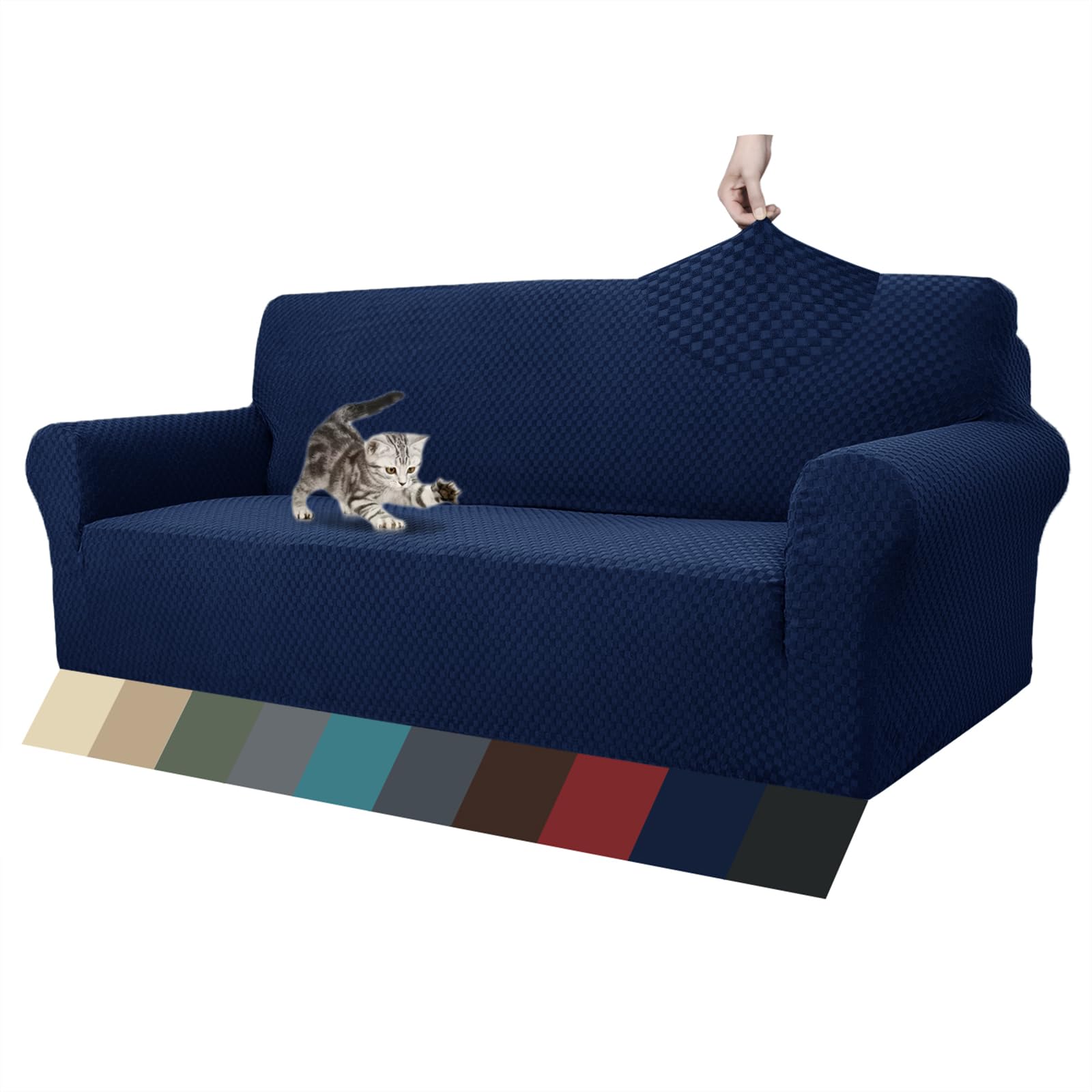 ZNSAYOTX 1 Piece Jacquard Couch Covers for 3 Cushion Couch Living Room High Stretch Sofa Cover Pets Dogs Friendly Anti Slip Thickened Slipcovers Furniture Protector (Sofa, Light Grey)