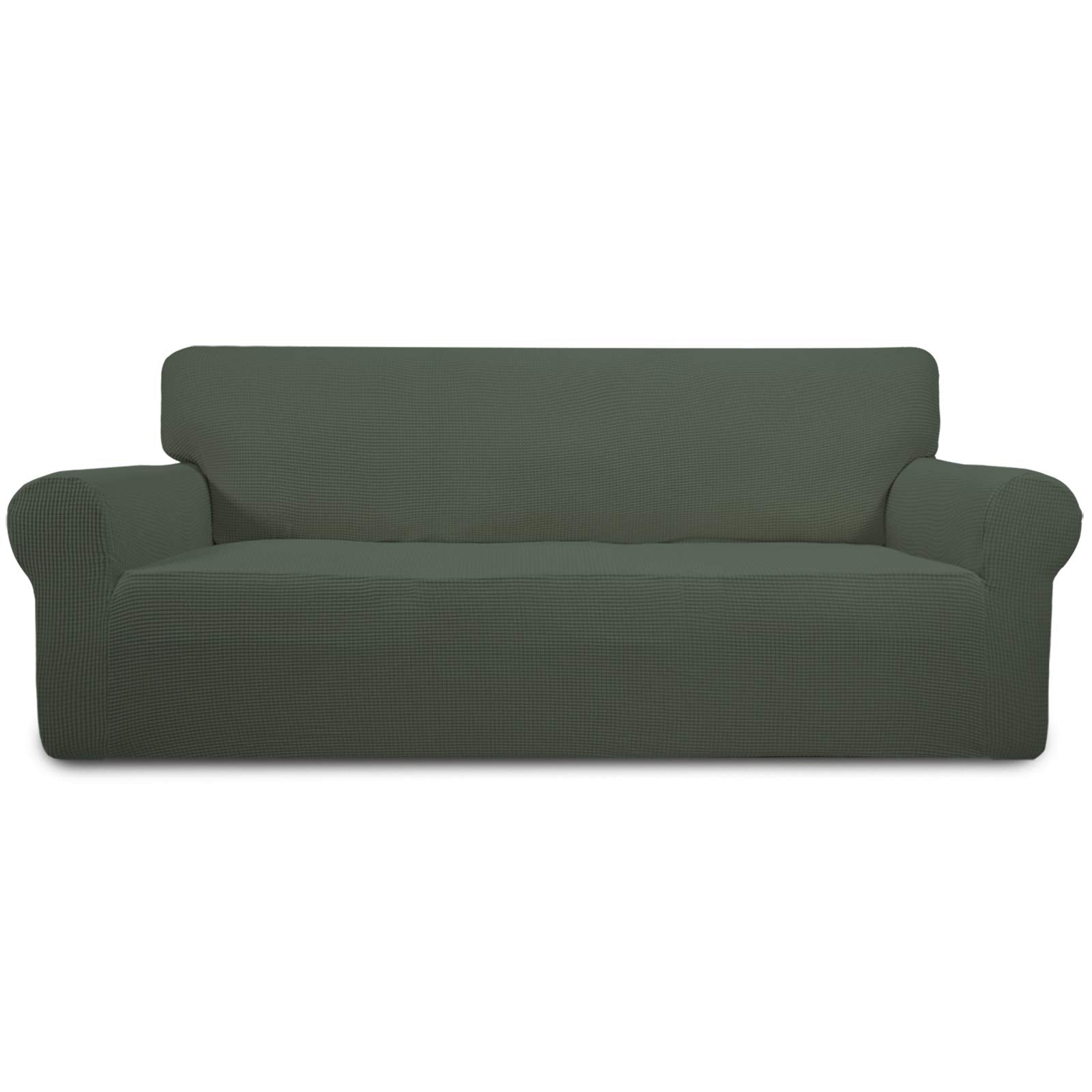 Easy-Going Stretch Sofa Slipcover 1-Piece Sofa Cover Furniture Protector Couch Soft with Elastic Bottom for Kids, Polyester Spandex Jacquard Fabric Small Checks (Sofa, Black)