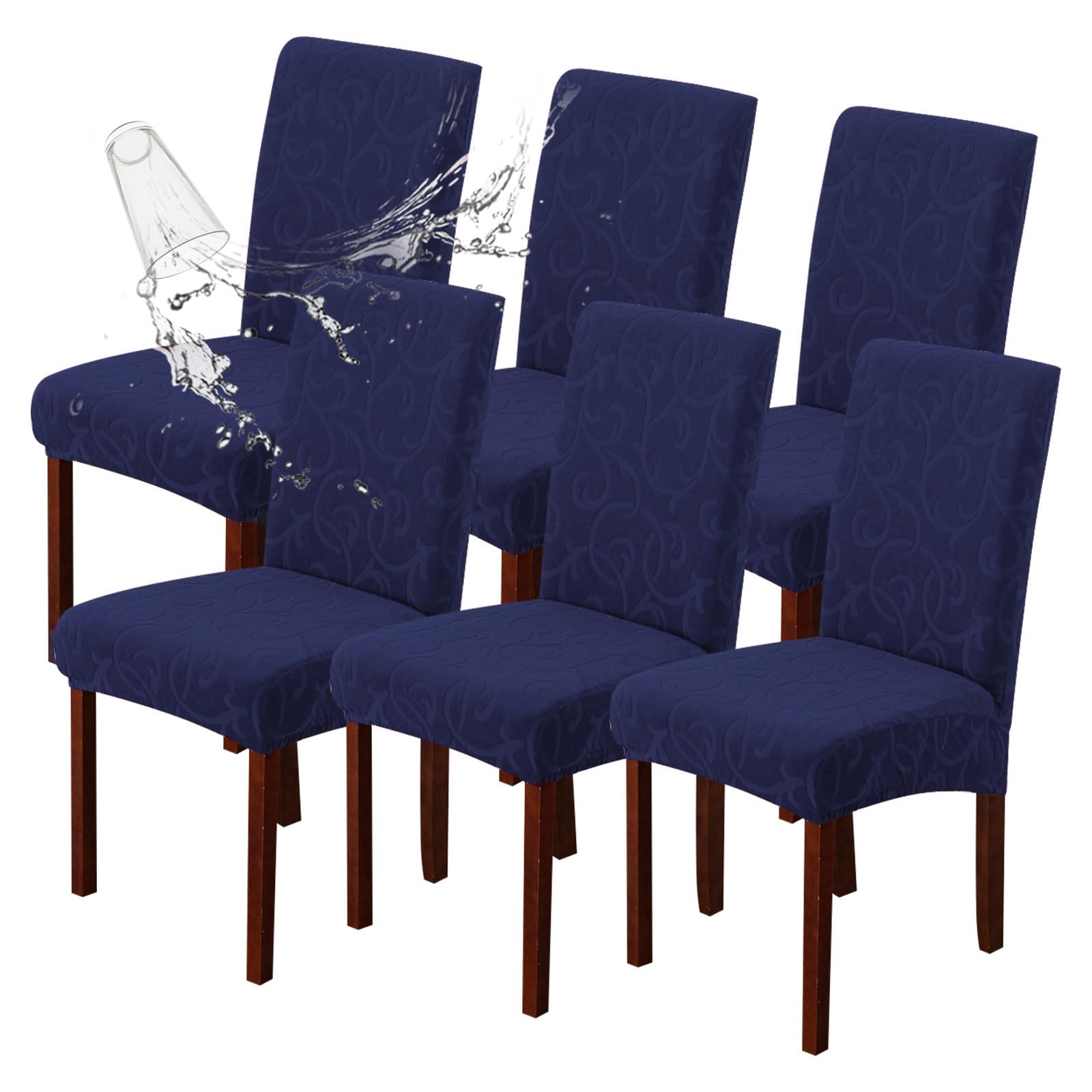 Genina Waterproof Dining Room Chair Covers Stretch Parsons Chair Slipcovers for Dining Room Kitchen Chair Protector Cover, Removable, Washable (4, Flower Pattern-Dark Gray)