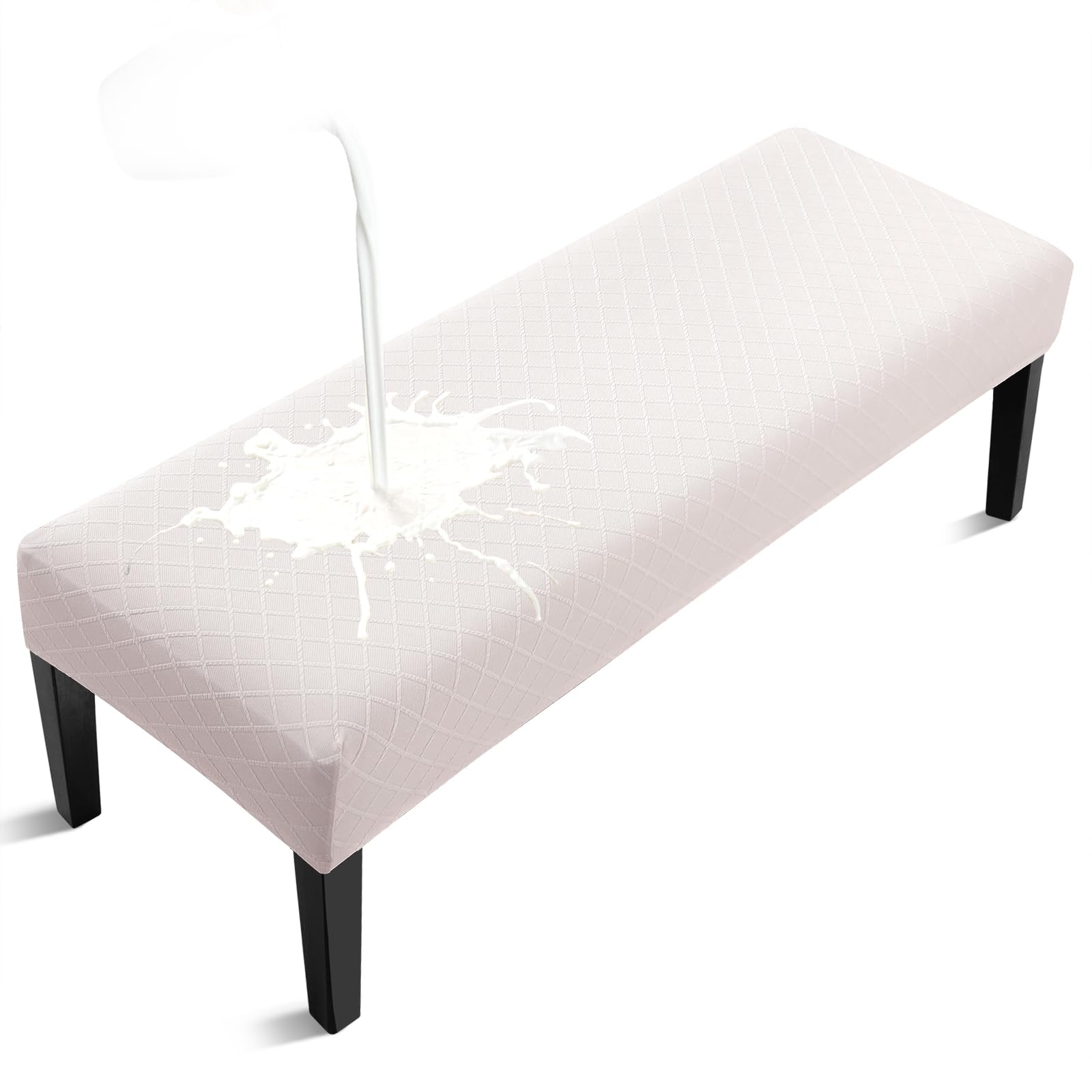 Fuloon Waterproof Dining Bench Cover, Removable Bench Slipcover Washable Bench Seat Protector Cover for Living Room, Bedroom, Kitchen (Beige)