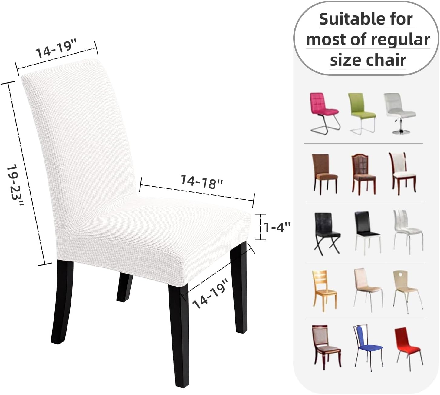 Chair Covers for Dining Room - Stretch Chair Slipcovers for Decorative Seat Protector Armless Removable Washable Elastic Dinner Universal Spandex Solid Chair Slip Covers Set (Cream,4)