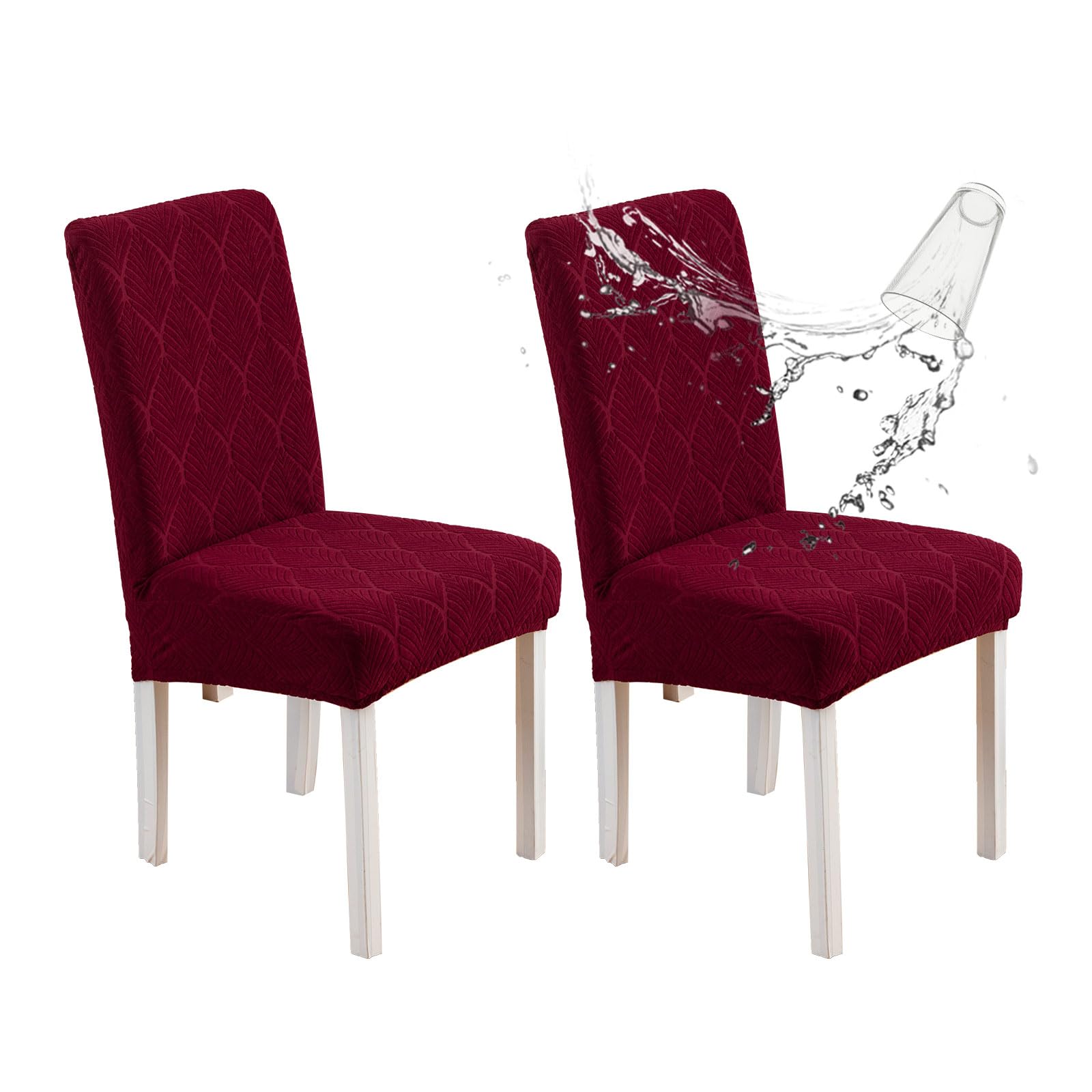 Chair Covers for Dining Chairs,100% Waterproof Dining Chair Covers Set of 4,Removable Stretch Parsons Slip,Washable Seat Protector for Kitchen Beige