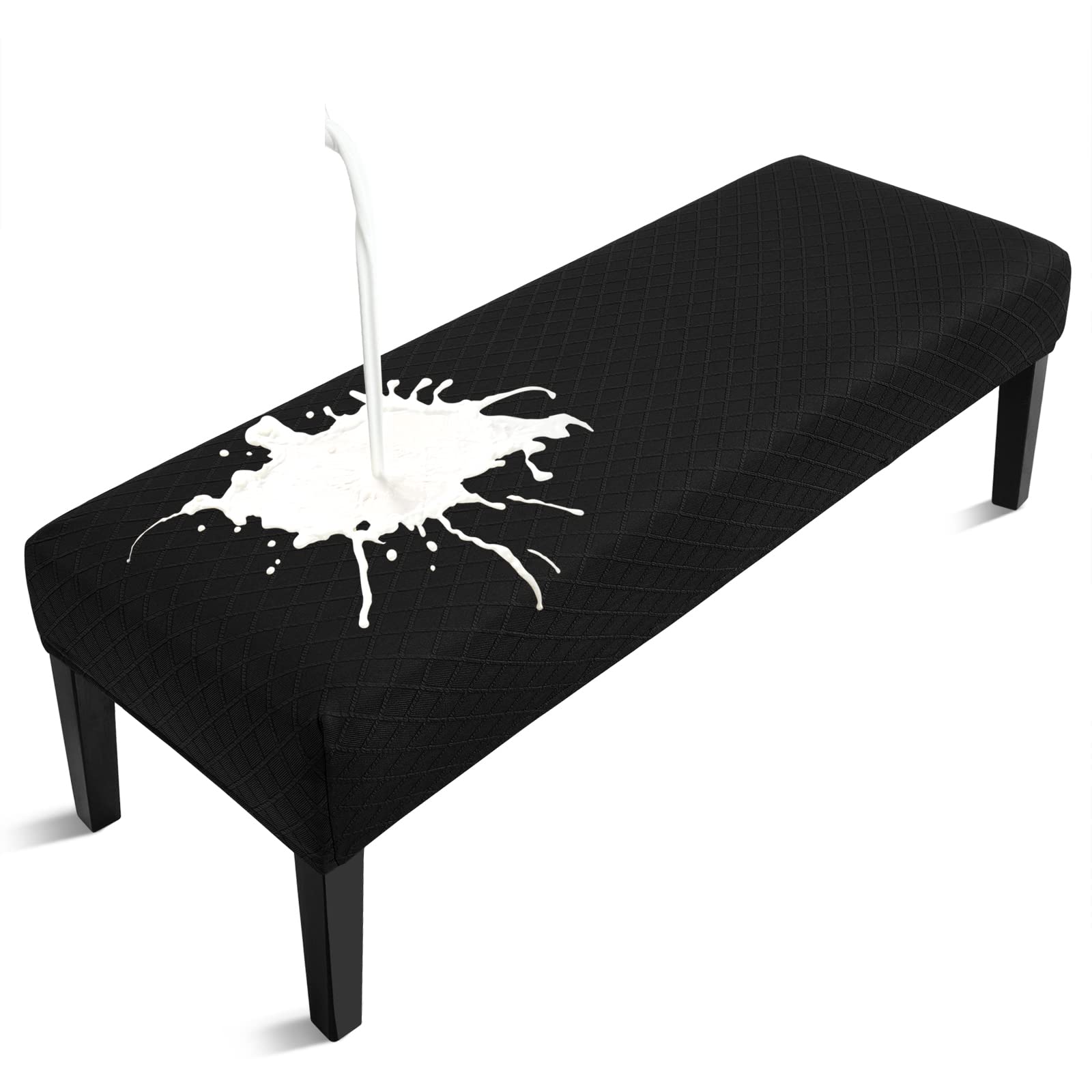 Fuloon Waterproof Dining Bench Cover, Removable Bench Slipcover Washable Bench Seat Protector Cover for Living Room, Bedroom, Kitchen (Beige)