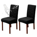Genina Waterproof Dining Room Chair Covers Stretch Parsons Chair Slipcovers for Dining Room Kitchen Chair Protector Cover, Removable, Washable (4, Flower Pattern-Dark Gray)