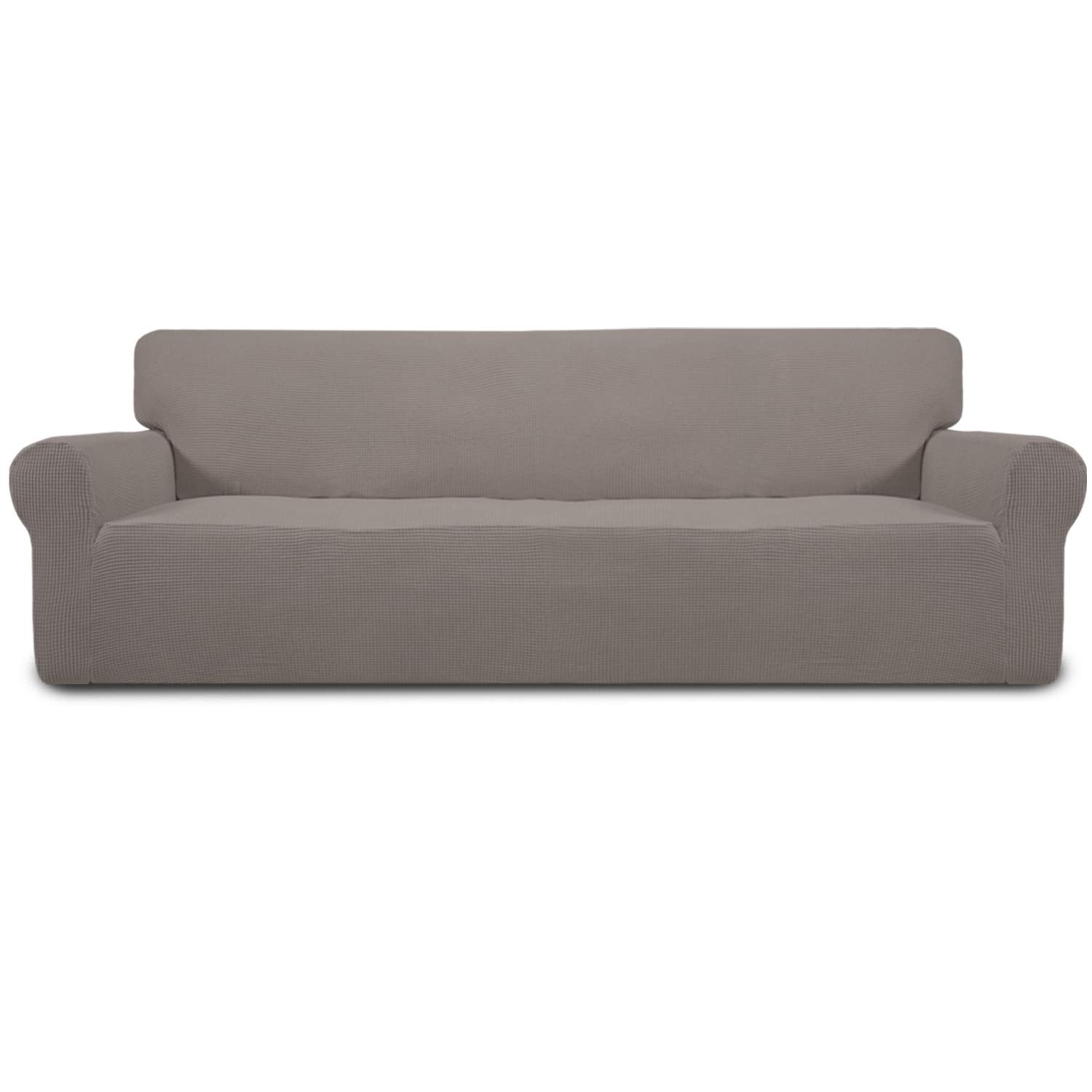 Easy-Going Stretch Sofa Slipcover 1-Piece Sofa Cover Furniture Protector Couch Soft with Elastic Bottom for Kids, Polyester Spandex Jacquard Fabric Small Checks (Sofa, Dark Gray)