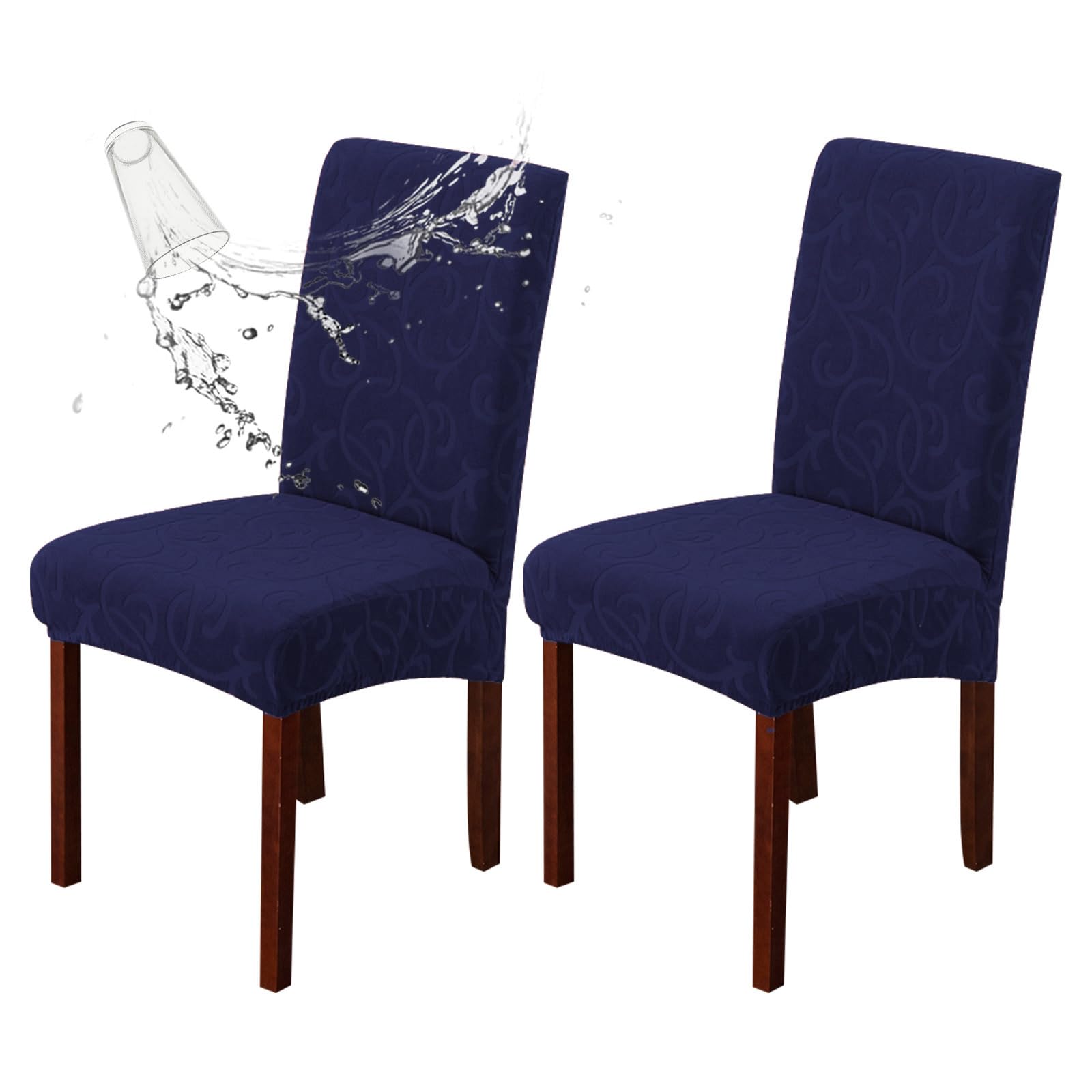 Genina Waterproof Dining Room Chair Covers Stretch Parsons Chair Slipcovers for Dining Room Kitchen Chair Protector Cover, Removable, Washable (4, Flower Pattern-Dark Gray)