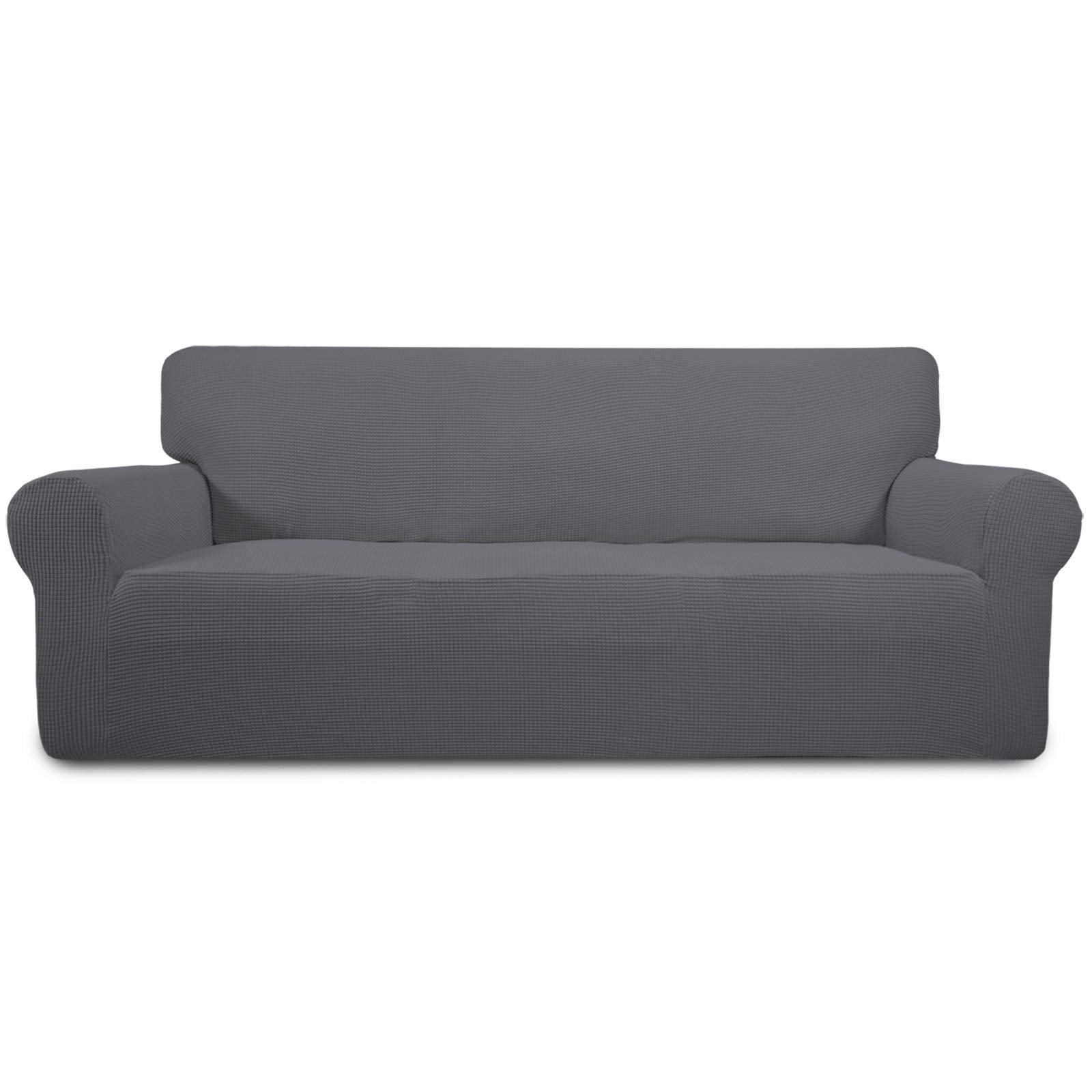 Easy-Going Stretch Sofa Slipcover 1-Piece Sofa Cover Furniture Protector Couch Soft with Elastic Bottom for Kids, Polyester Spandex Jacquard Fabric Small Checks (Sofa, Black)
