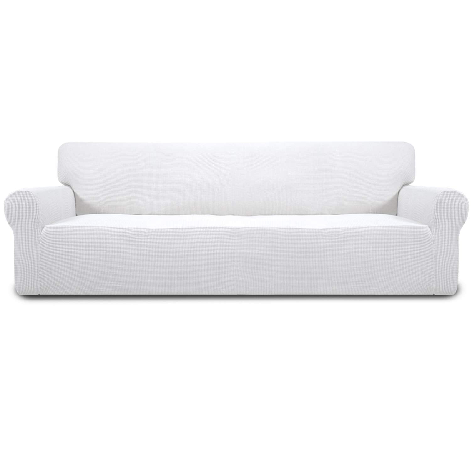 Easy-Going Stretch Sofa Slipcover 1-Piece Sofa Cover Furniture Protector Couch Soft with Elastic Bottom for Kids, Polyester Spandex Jacquard Fabric Small Checks (Sofa, Black)