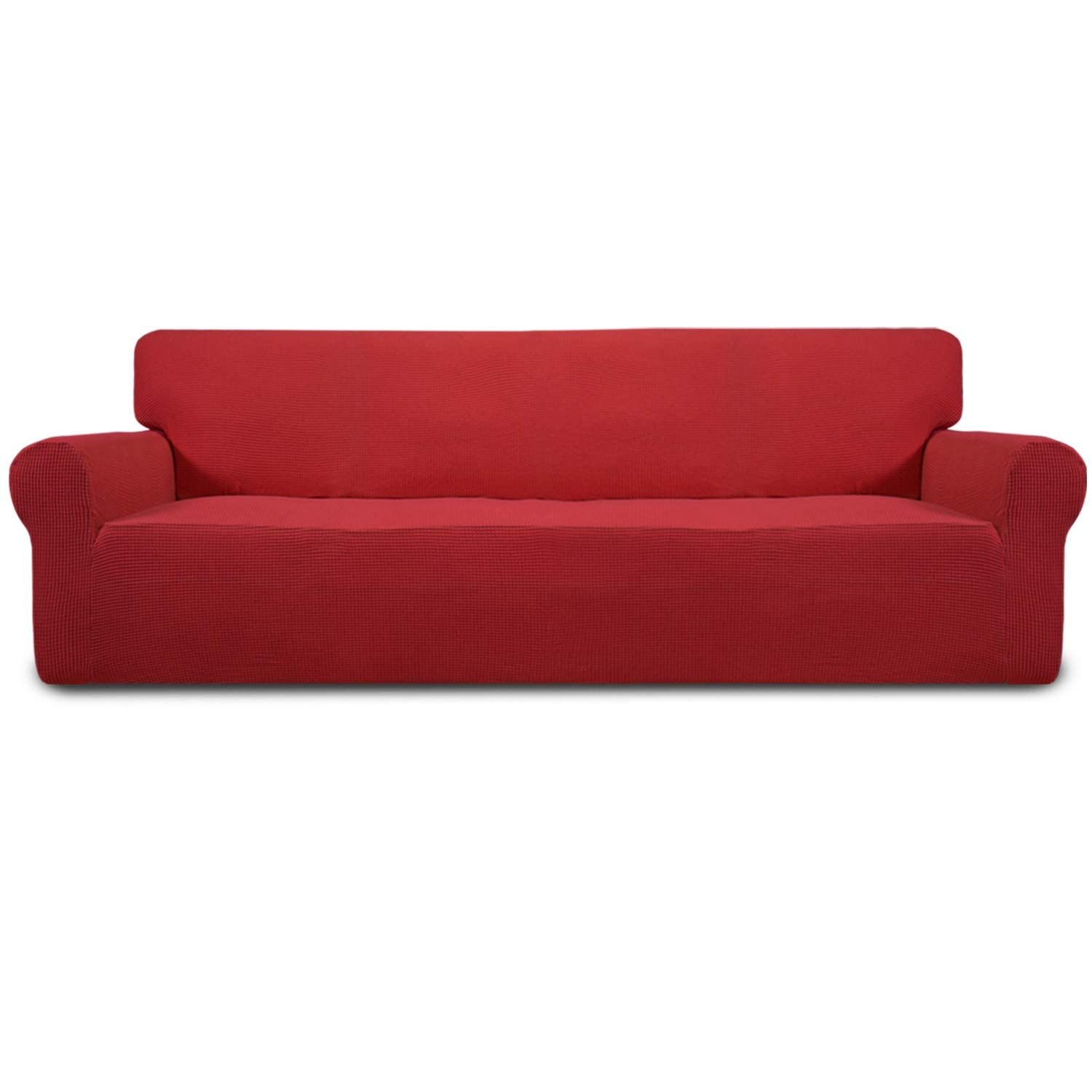Easy-Going Stretch Sofa Slipcover 1-Piece Sofa Cover Furniture Protector Couch Soft with Elastic Bottom for Kids, Polyester Spandex Jacquard Fabric Small Checks (Sofa, Black)