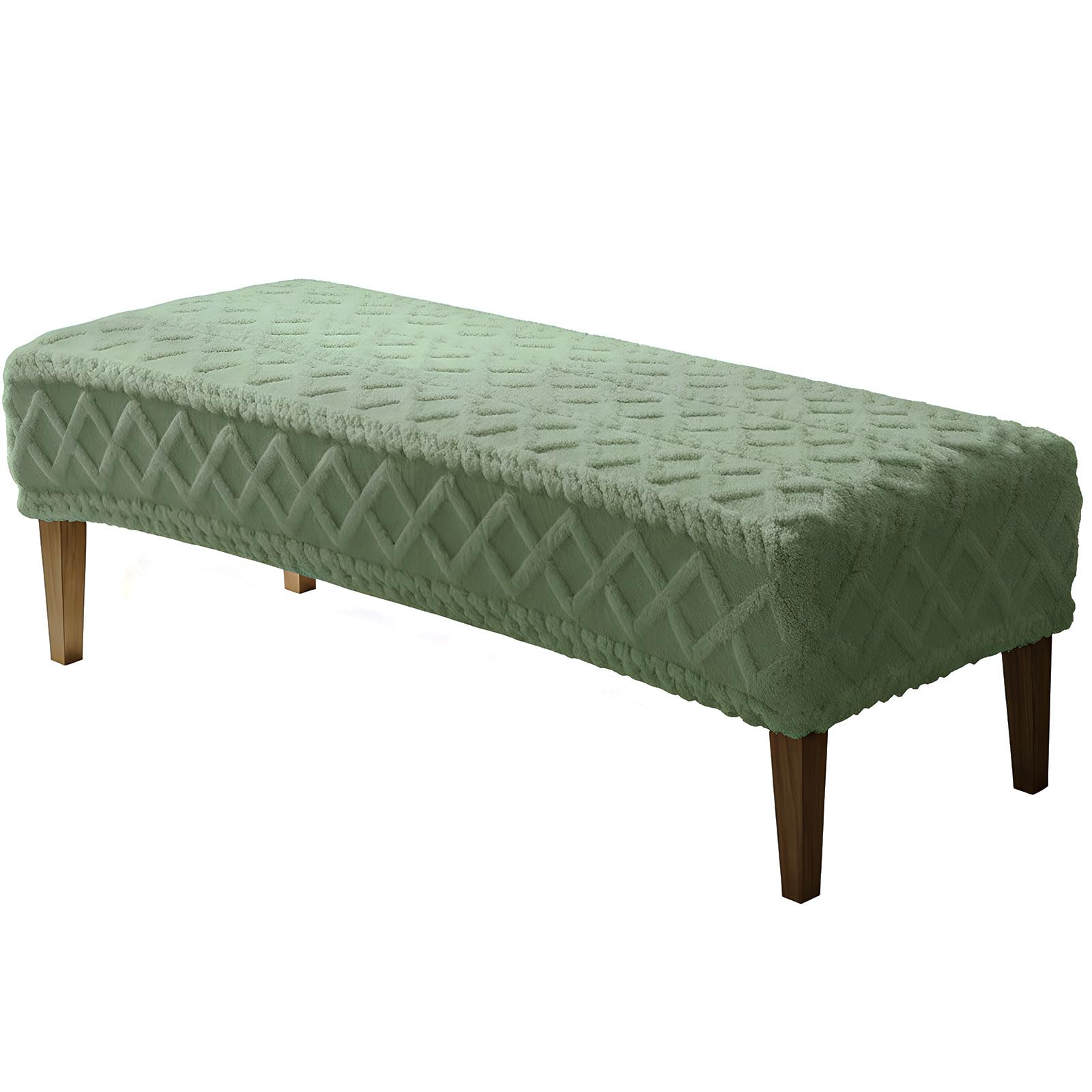 Stretch Jacquard Dining Bench Cover, Slipcover Rectangle Soft Seat Protector Cover Dustproof Removable for Dining Room Living Room Bedroom Kitchen Hotel Fits 39.4~55.1 Inch Benches(Beige)
