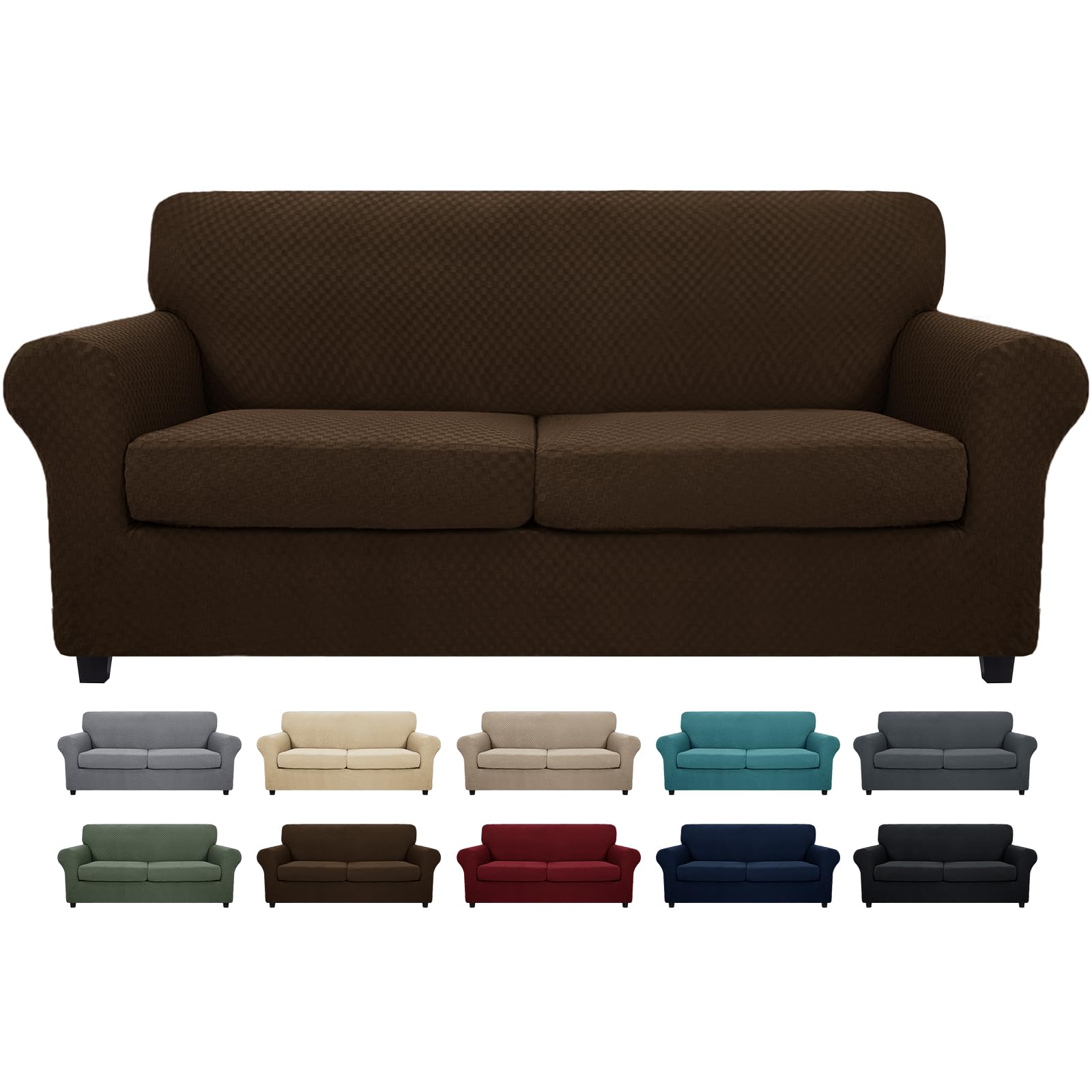 MAXIJIN 4 Piece Couch Covers for 3 Cushion Couch Super Stretch Non Slip Couch Cover for Dogs Pet Friendly Elastic Jacquard Furniture Protector Sofa Slipcovers (Sofa, Light Gray)
