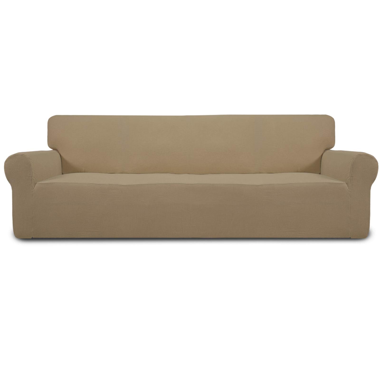 Easy-Going Stretch Sofa Slipcover 1-Piece Sofa Cover Furniture Protector Couch Soft with Elastic Bottom for Kids, Polyester Spandex Jacquard Fabric Small Checks (Sofa, Dark Gray)