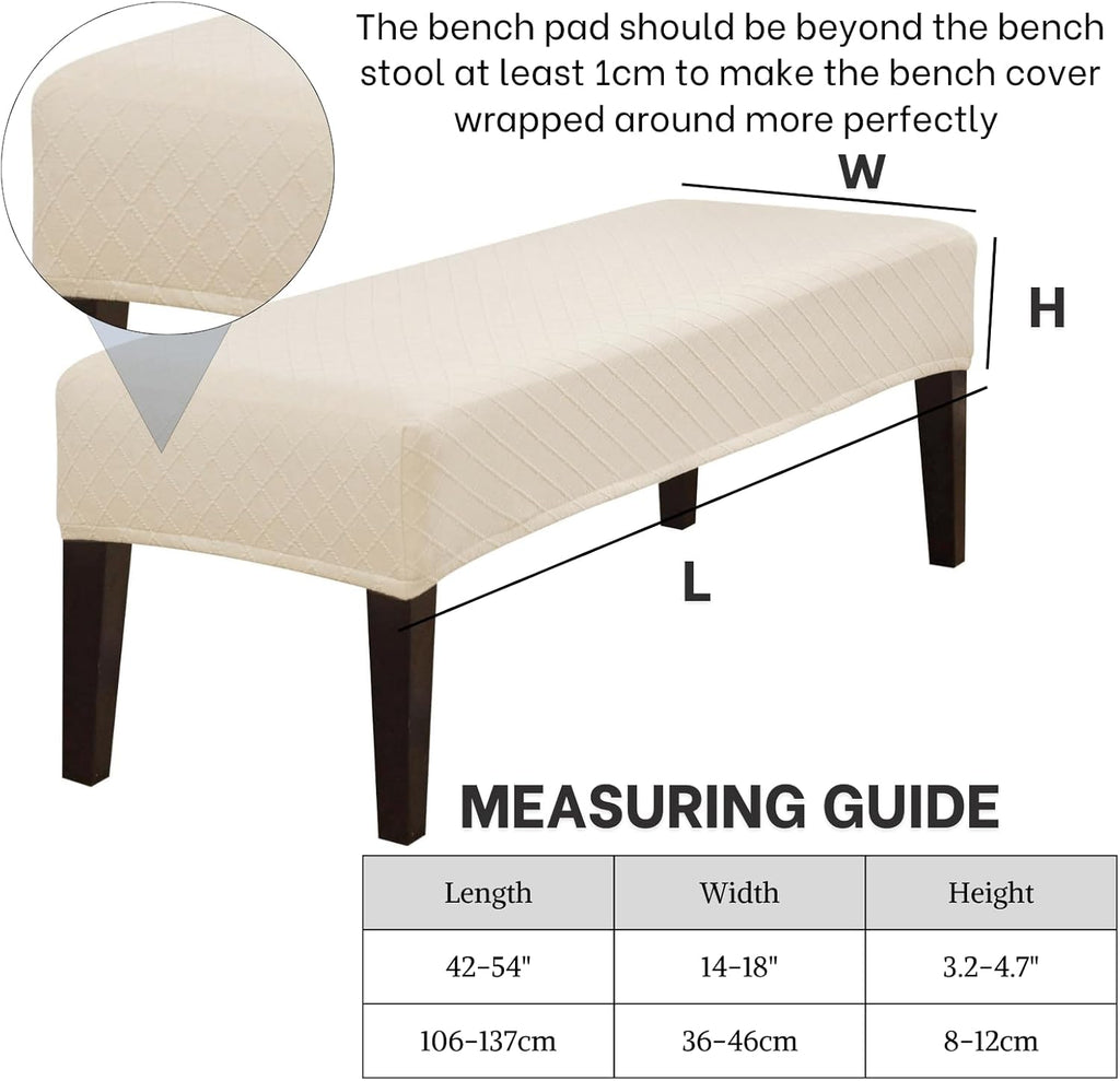 SearchI Dining Bench Cover, Stretch Washable Long Bench Seat Covers, Rectangle Dining Table Bench Slipover for Dining Room, Living Room, Kitchen(Beige)
