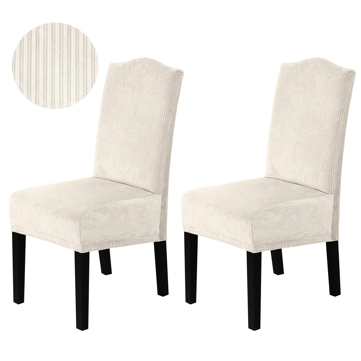 H.VERSAILTEX Dining Chair Covers Stretch for Dining Room Set of 4 Parson Chair Slipcovers Protectors, Soft Thick Solid Velvet Fabric Washable, Taupe