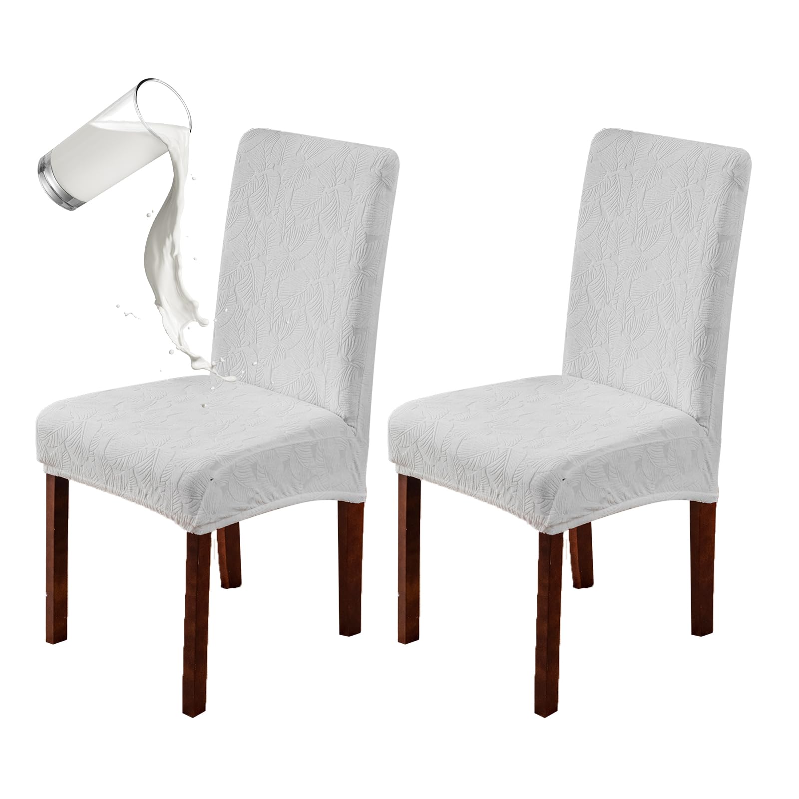 Genina Waterproof Dining Room Chair Covers Stretch Parsons Chair Slipcovers for Dining Room Kitchen Chair Protector Cover, Removable, Washable (4, Flower Pattern-Dark Gray)