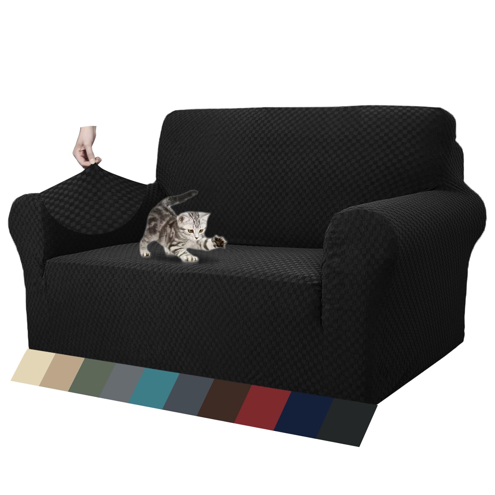 ZNSAYOTX 1 Piece Jacquard Couch Covers for 3 Cushion Couch Living Room High Stretch Sofa Cover Pets Dogs Friendly Anti Slip Thickened Slipcovers Furniture Protector (Sofa, Light Grey)