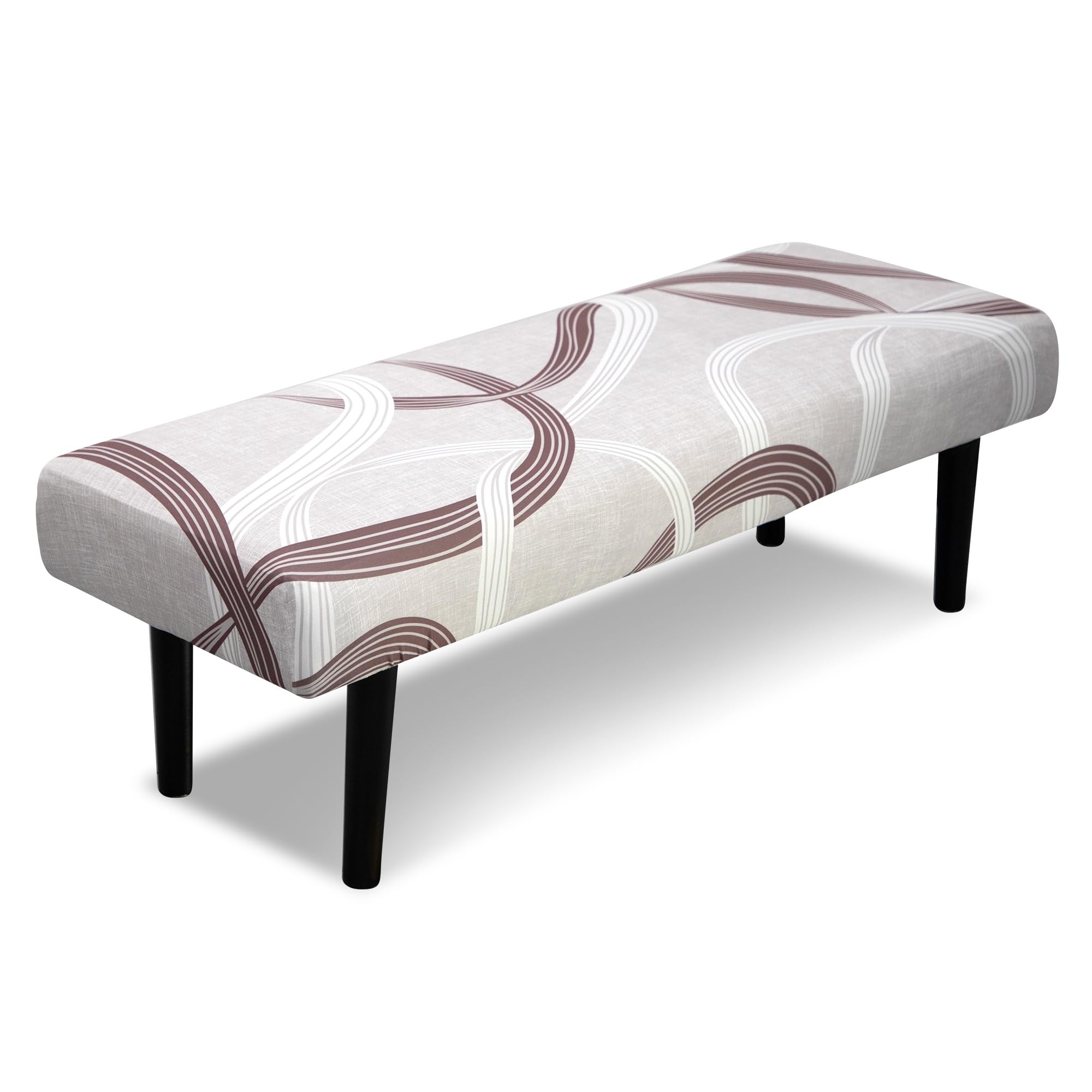 Stretch Bench Covers, Bench Seat Covers, Bench Cushions Covers, Printed Bench Seat Protector, Washable Bench Slipcover, Rectangle Bench Covers for Dining Room, Living Room, Kitchen(Leaf grey)