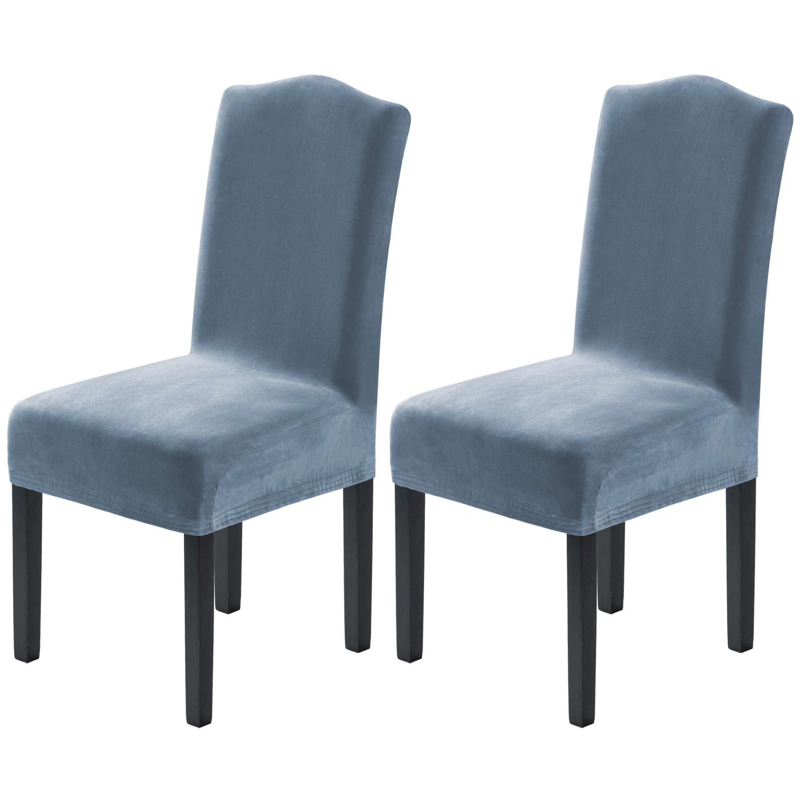 H.VERSAILTEX Dining Chair Covers Stretch for Dining Room Set of 4 Parson Chair Slipcovers Protectors, Soft Thick Solid Velvet Fabric Washable, Taupe