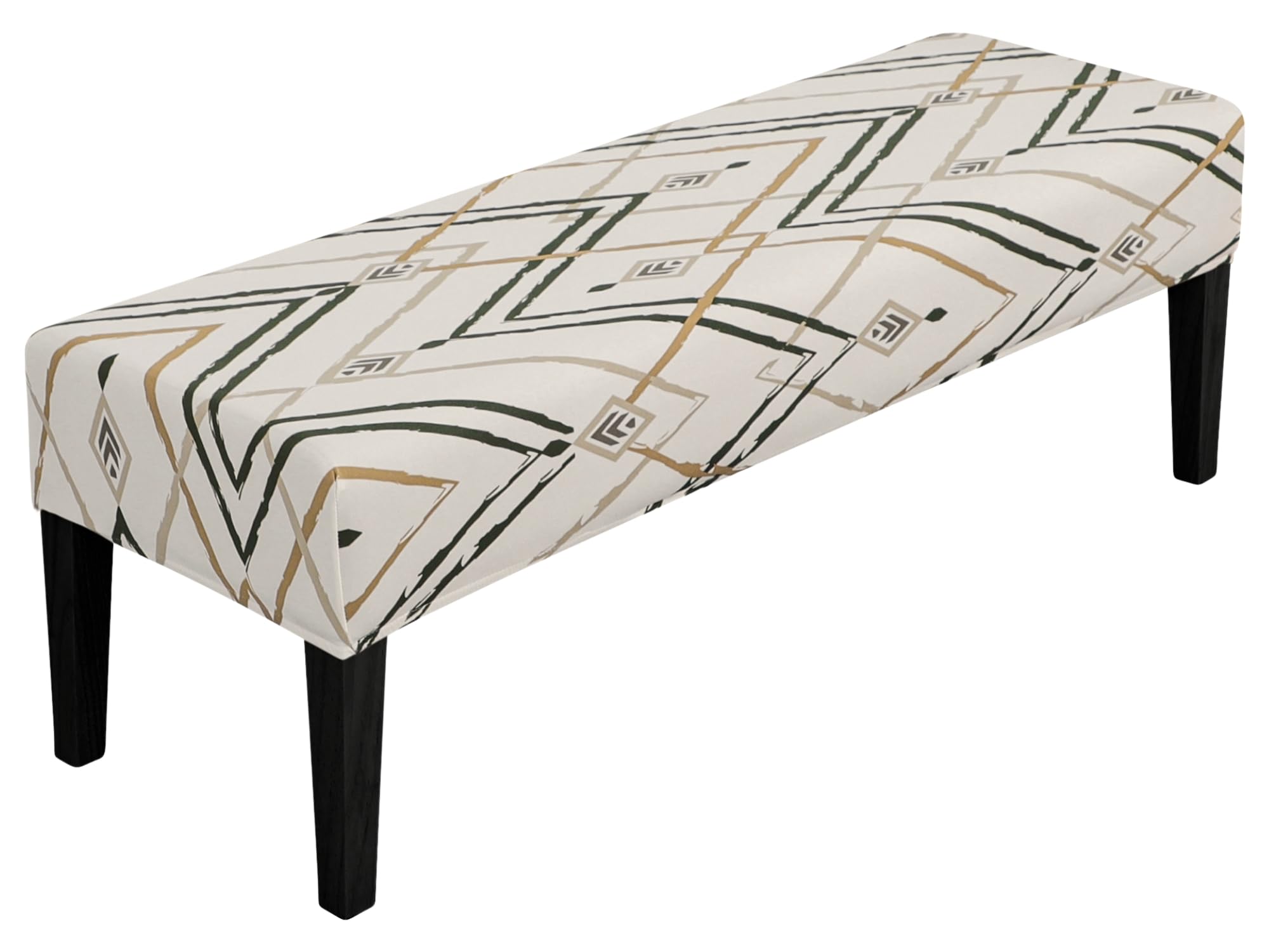 SPRINGRICO Stretch Dining Bench Cover, Removable Bench Slipcover Washable Bench Seat Protector Rectangle Bench Cover for Dining Room, Living Room, Bedroom, Kitchen (S1-Khaki)