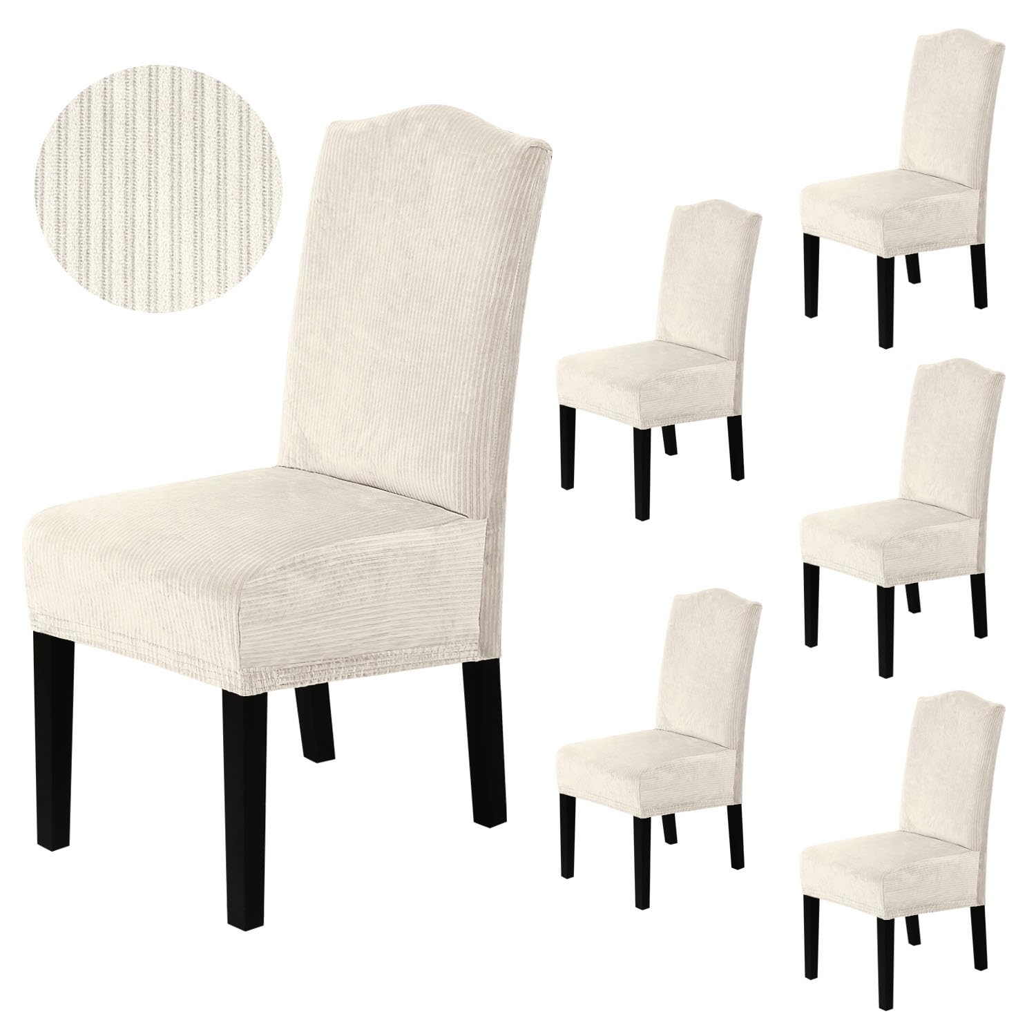 H.VERSAILTEX Dining Chair Covers Stretch for Dining Room Set of 4 Parson Chair Slipcovers Protectors, Soft Thick Solid Velvet Fabric Washable, Taupe