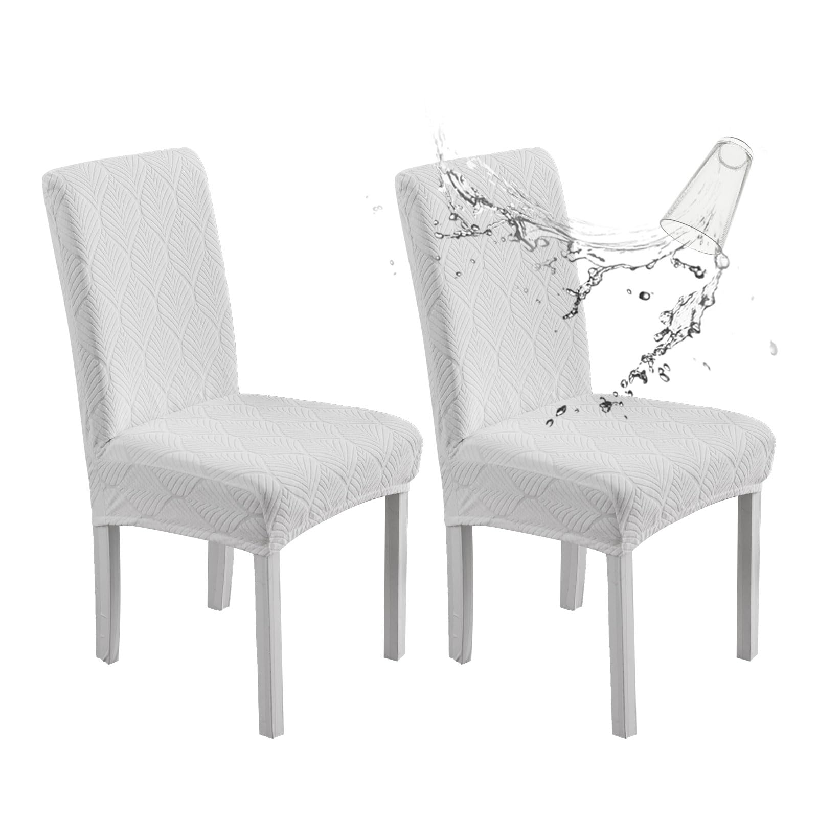 Chair Covers for Dining Chairs,100% Waterproof Dining Chair Covers Set of 4,Removable Stretch Parsons Slip,Washable Seat Protector for Kitchen Beige