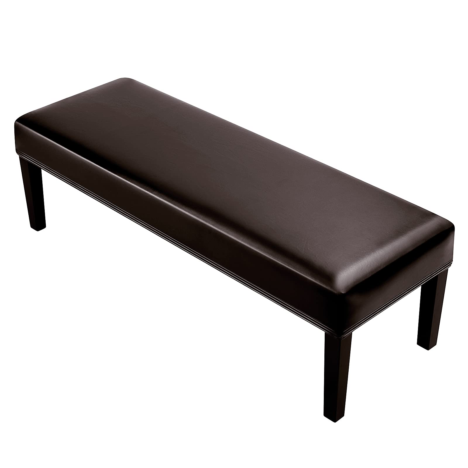 YISUN Dining Room Bench Covers, PU Leather Waterproof Upholstered Bench Slipcover, Removable Washable Bench Seat Protectors for Living Room, Bedroom, Kitchen(PU Coffee)