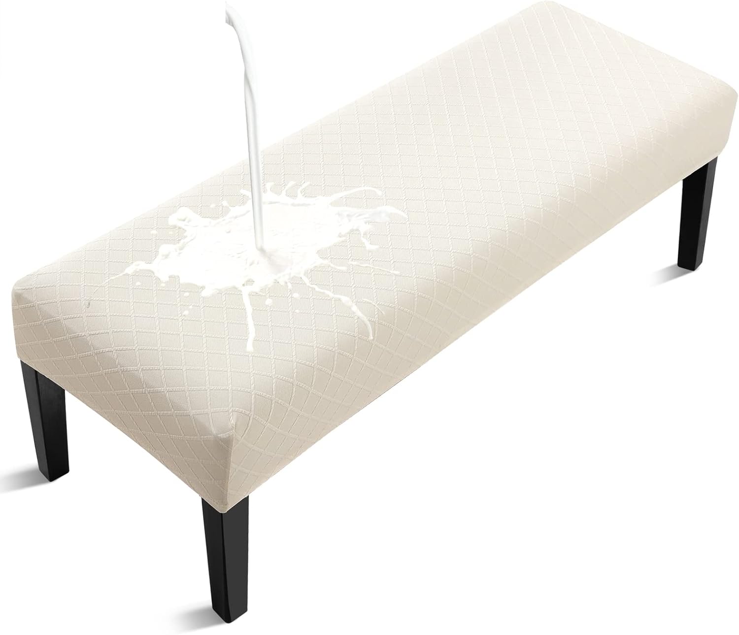 Fuloon Waterproof Dining Bench Cover, Removable Bench Slipcover Washable Bench Seat Protector Cover for Living Room, Bedroom, Kitchen (Beige)