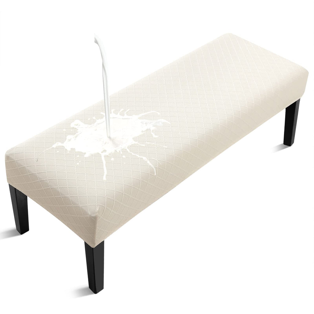 Fuloon Waterproof Dining Bench Cover, Removable Bench Slipcover Washable Bench Seat Protector Cover for Living Room, Bedroom, Kitchen (Beige)