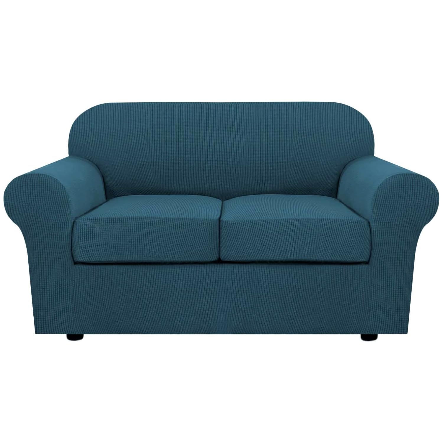 H.VERSAILTEX 4 Piece Stretch Sofa Covers for 3 Cushion Couch Covers for Living Room Furniture Slipcovers (Base Cover Plus 3 Seat Cushion Covers) Upgraded Thicker Jacquard Fabric (Sofa, Navy)