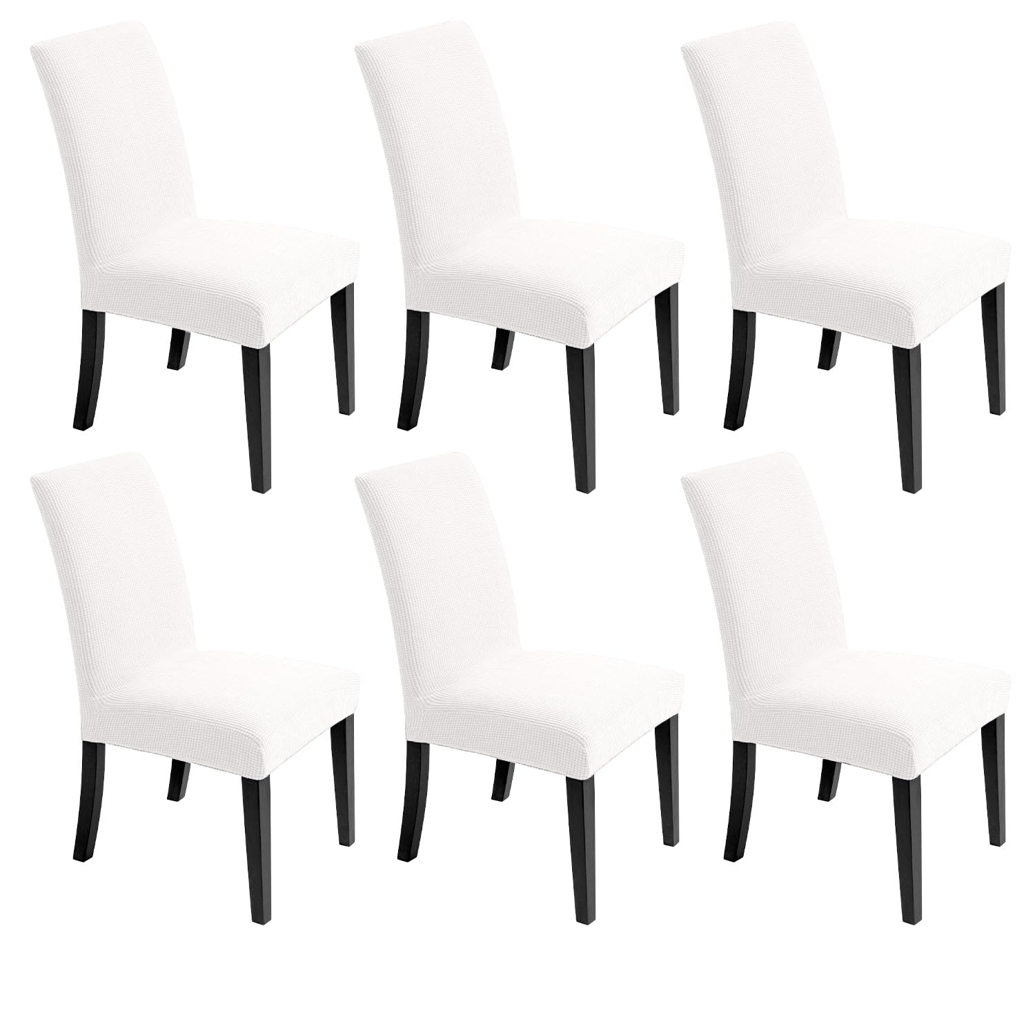 Chair Covers for Dining Room - Stretch Chair Slipcovers for Decorative Seat Protector Armless Removable Washable Elastic Dinner Universal Spandex Solid Chair Slip Covers Set (Cream,4)