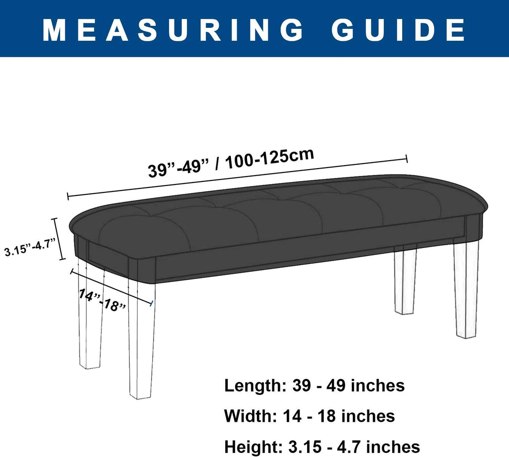 WOMACO Dining Room Bench Covers Stretch Spandex Upholstered Bench Seat Cushion Slipcovers for Kitchen Dining Bench Seat Protector (Black, Medium)