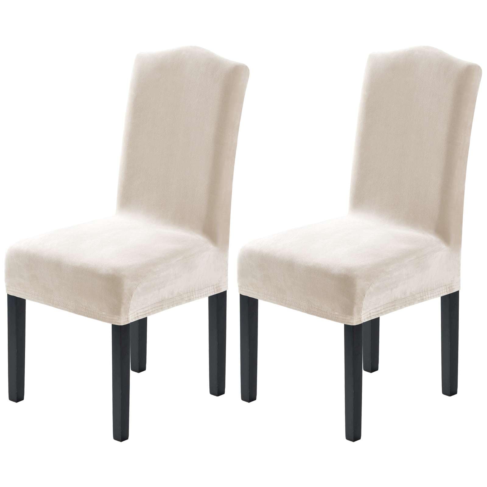 H.VERSAILTEX Dining Chair Covers Stretch for Dining Room Set of 4 Parson Chair Slipcovers Protectors, Soft Thick Solid Velvet Fabric Washable, Taupe