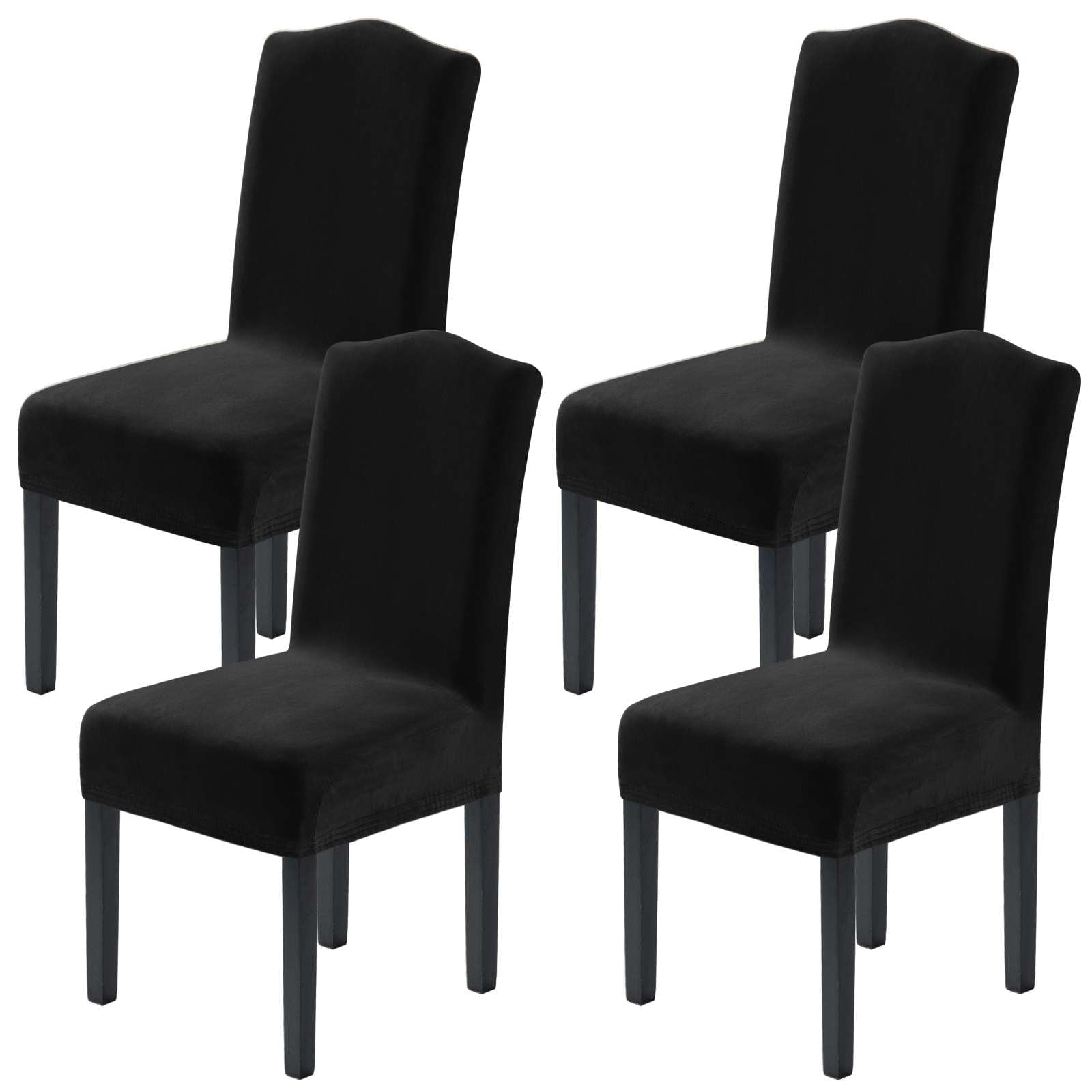 H.VERSAILTEX Dining Chair Covers Stretch for Dining Room Set of 4 Parson Chair Slipcovers Protectors, Soft Thick Solid Velvet Fabric Washable, Taupe
