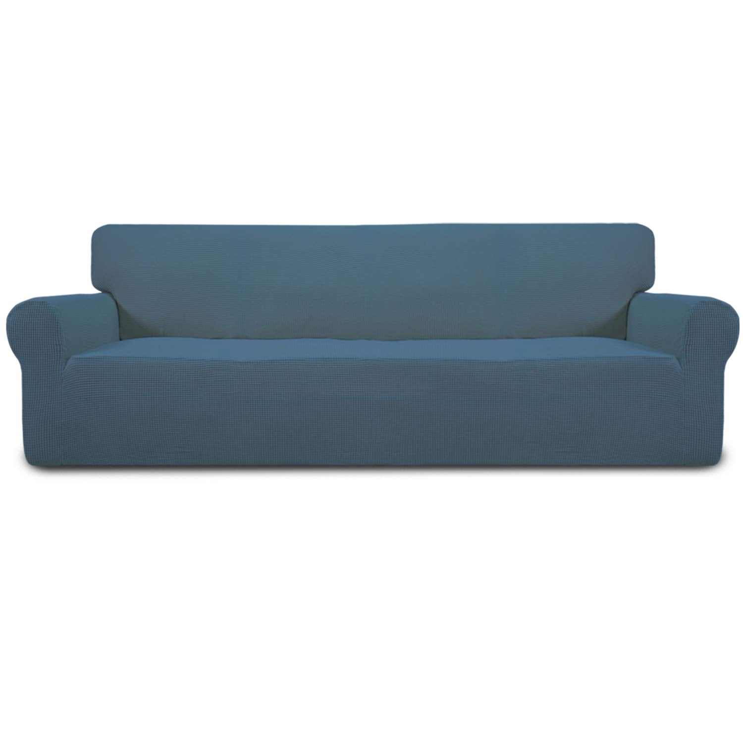 Easy-Going Stretch Sofa Slipcover 1-Piece Sofa Cover Furniture Protector Couch Soft with Elastic Bottom for Kids, Polyester Spandex Jacquard Fabric Small Checks (Sofa, Dark Gray)