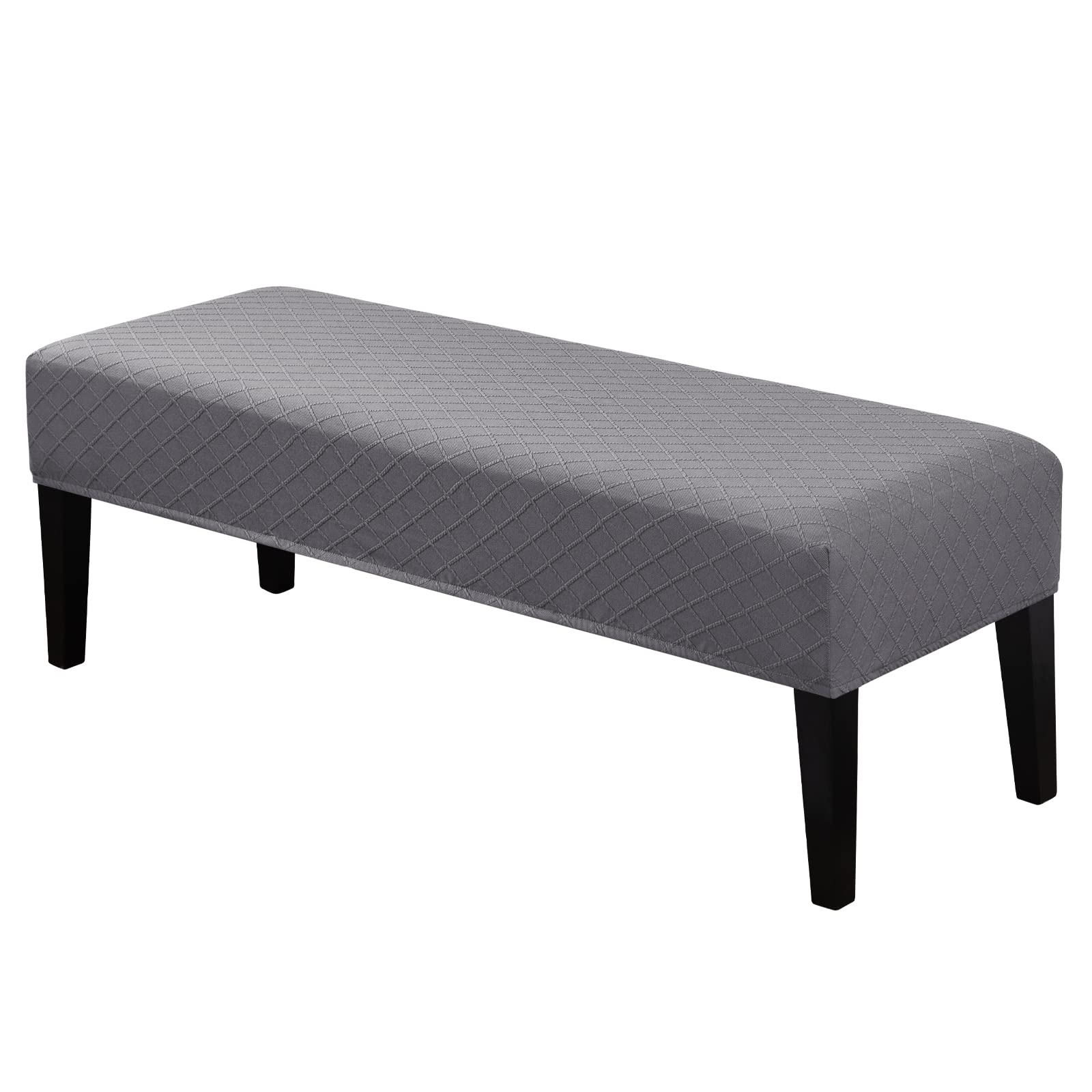 Lebaley Waterproof Stretch Bench Cover – Quilted Pattern, Elastic Rectangular Bench Seat Cover, Washable Bench Slipcover for Dining Room, Entryway & Kitchen (Black)