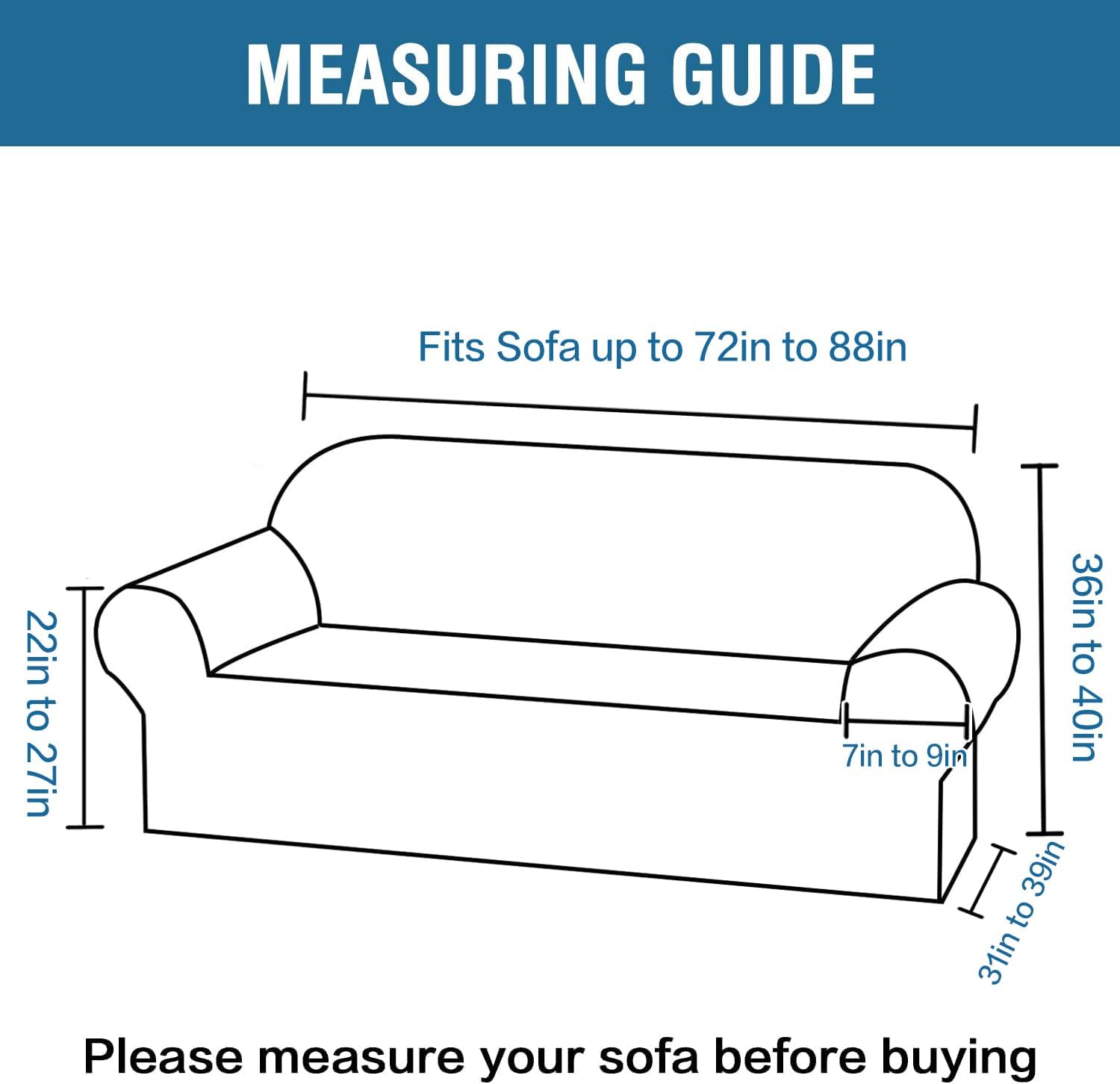 H.VERSAILTEX Stretch Sofa Covers for 3 Cushion Couch Covers Sofa Slipcovers for Living Room Feature Thick Checked Jacquard Fabric with Elastic Bottom, Sofa Large - Sand